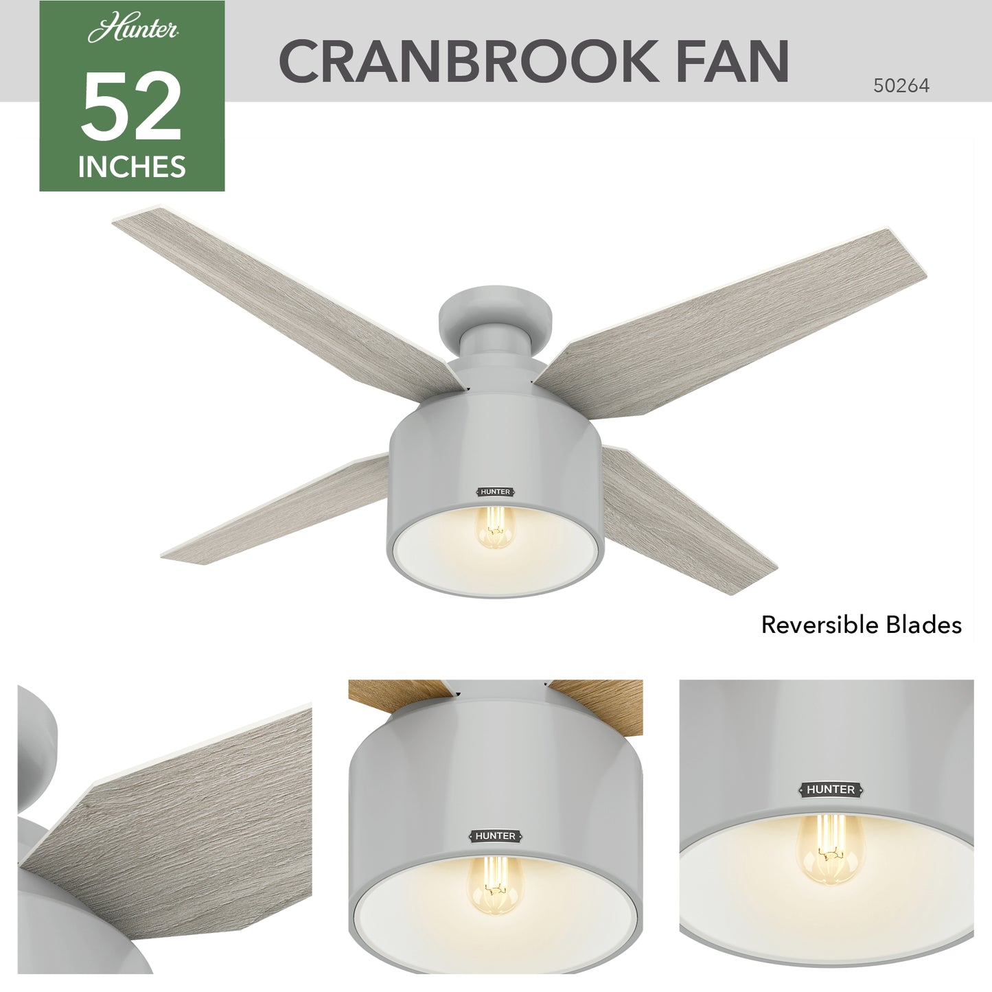 Cranbrook Low Profile with Light 52 inch