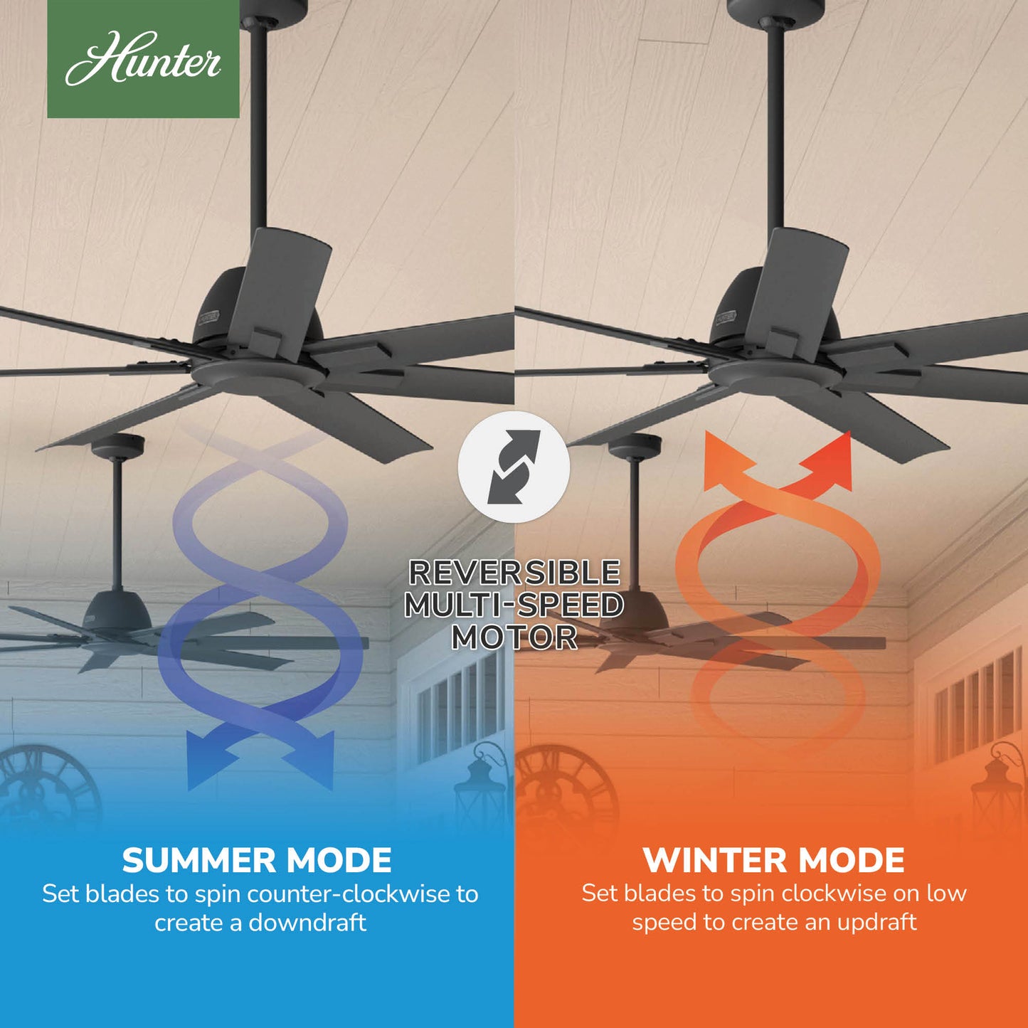 Hunter 60 inch Downtown ENERGY STAR Matte Black Damp Rated Ceiling Fan and Wall Control