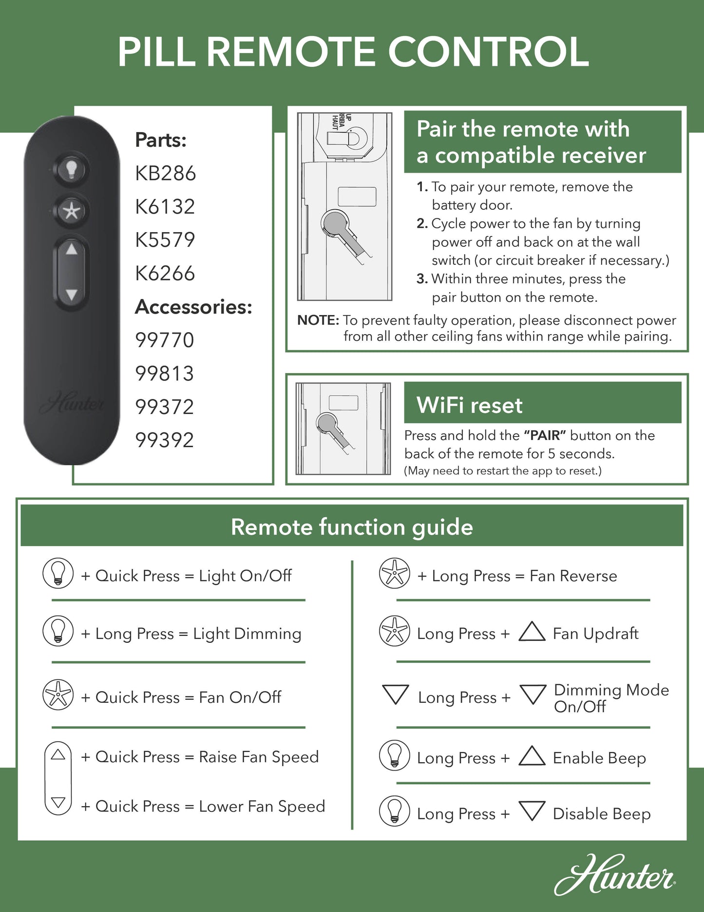 Universal Fan-Light Remote Control with Receiver
