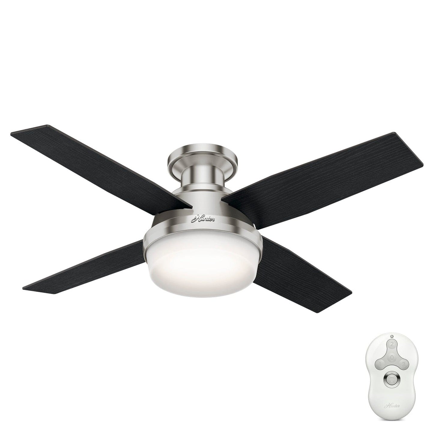 Dempsey Low Profile with Light 44 inch Ceiling Fans Hunter Brushed Nickel - Black Oak