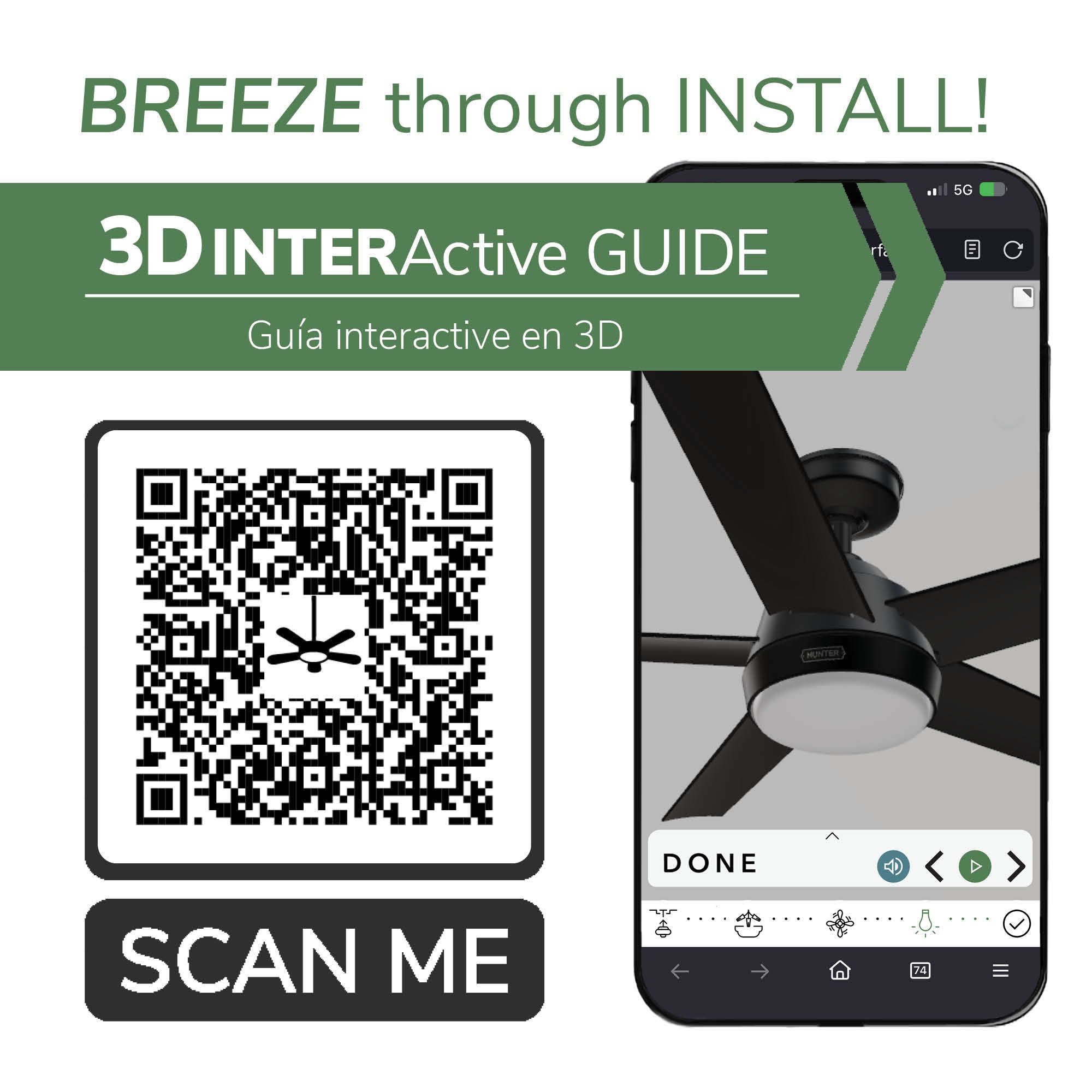 Hunter 52 inch Skyflow Matte Black WeatherMax Indoor / Outdoor Ceiling Fan with LED Light Kit and Wall Control