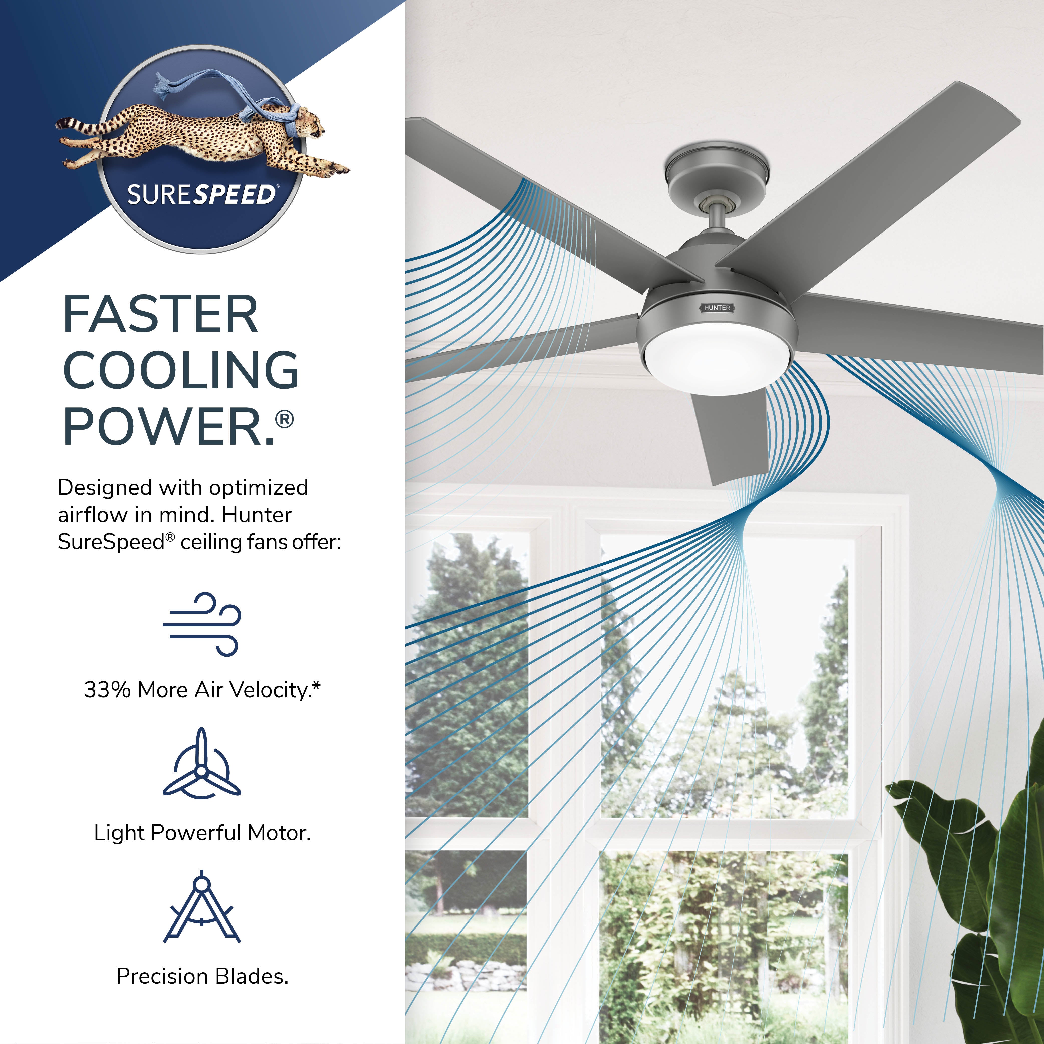 Hunter 52 inch Skyflow Matte Black WeatherMax Indoor / Outdoor Ceiling Fan with LED Light Kit and Wall Control