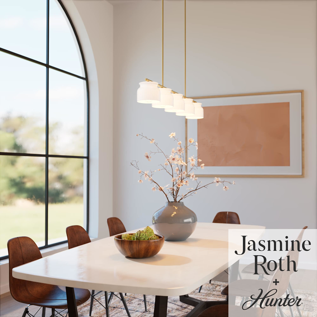 Hunter  Harlowe Jasmine Roth 5 Light Large 51 Inch Linear Chandelier