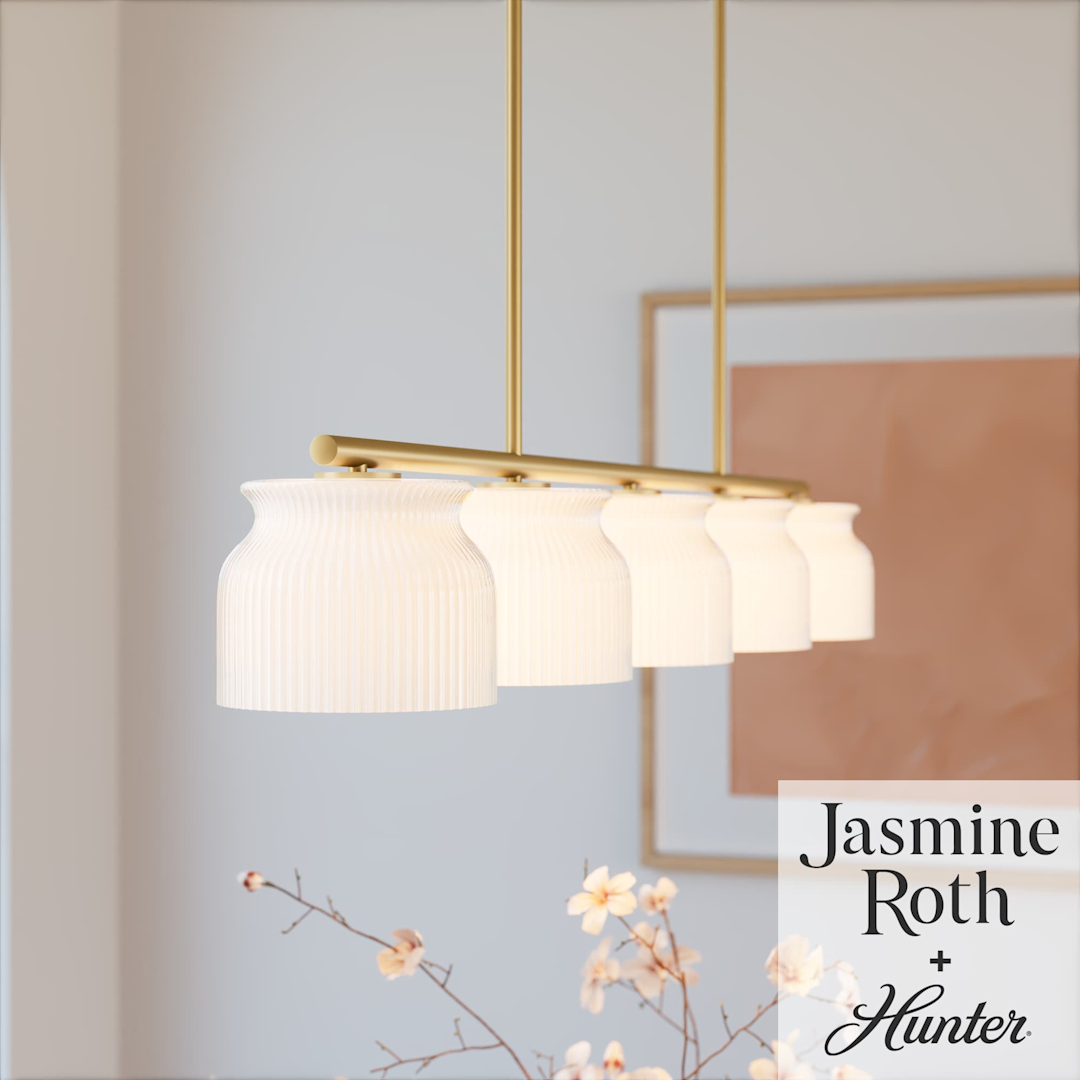 Hunter  Harlowe Jasmine Roth 5 Light Large 51 Inch Linear Chandelier