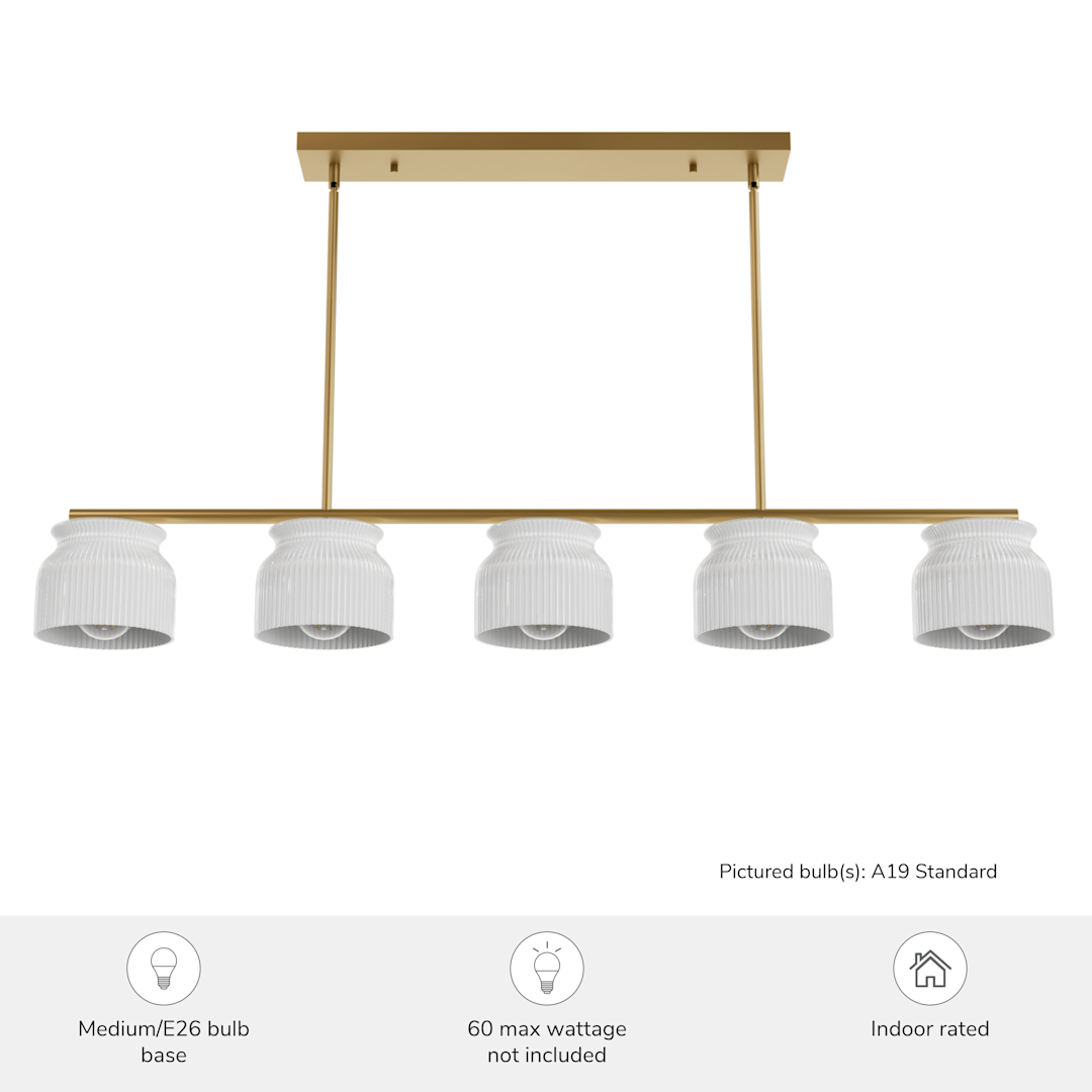 Hunter  Harlowe Jasmine Roth 5 Light Large 51 Inch Linear Chandelier