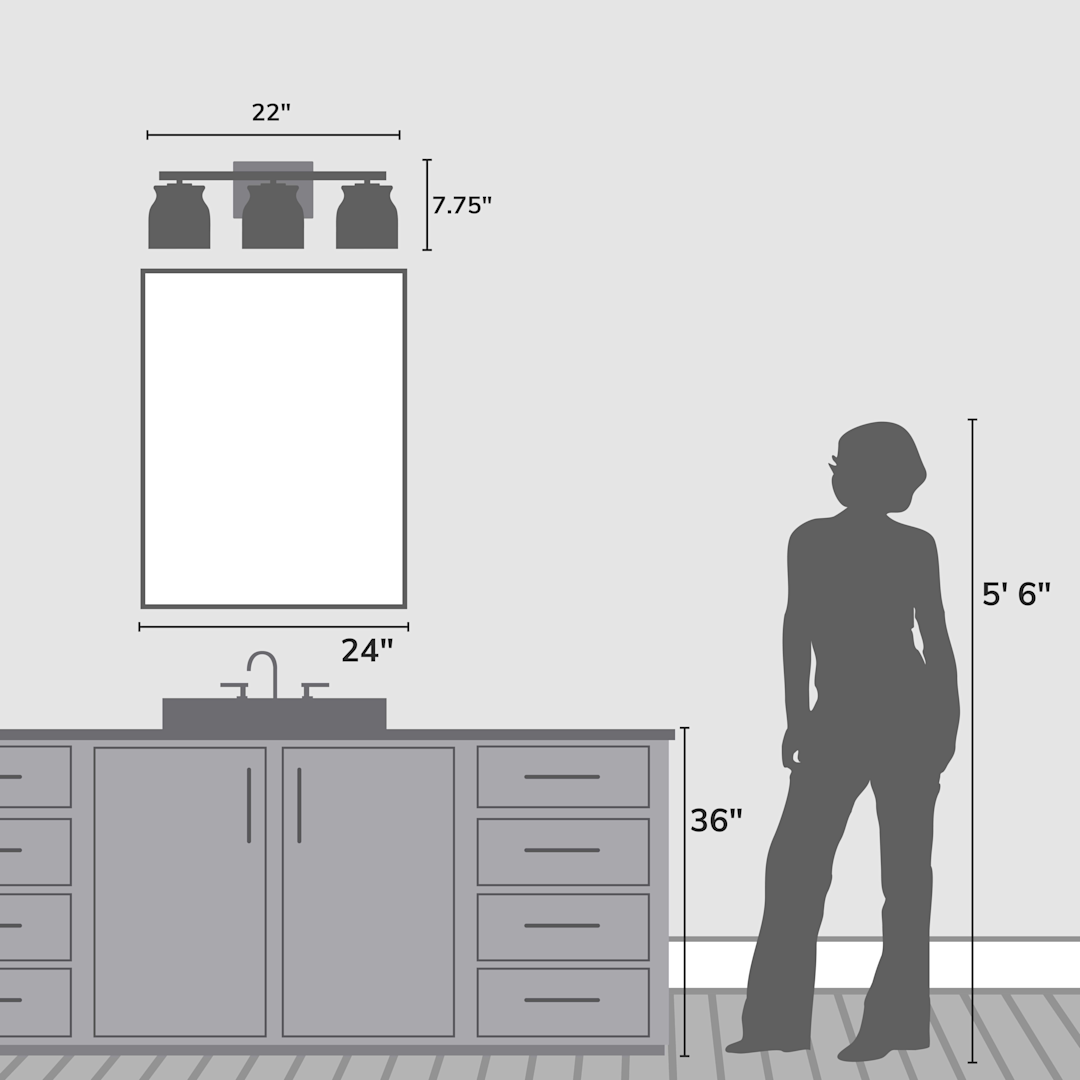 Hunter Harlowe Jasmine Roth 3 Light Medium 22 Inch Bath Vanity