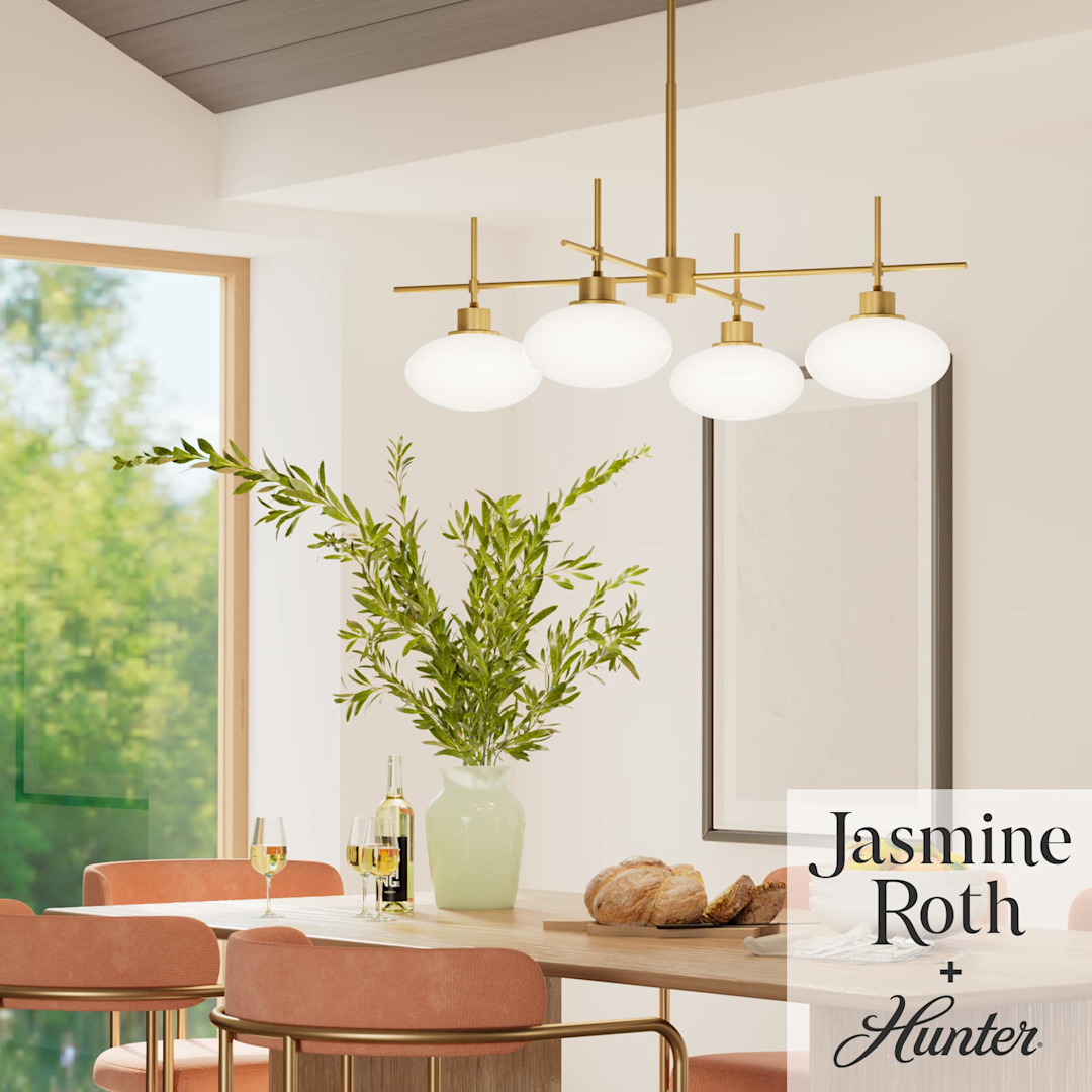 Hunter Getty Jasmine Roth 4 Light Large 34 Inch Chandelier
