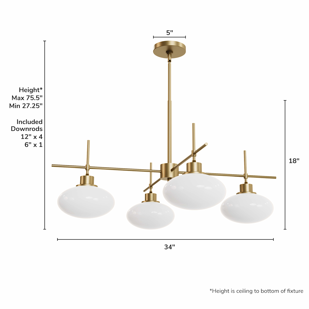 Hunter Getty Jasmine Roth 4 Light Large 34 Inch Chandelier
