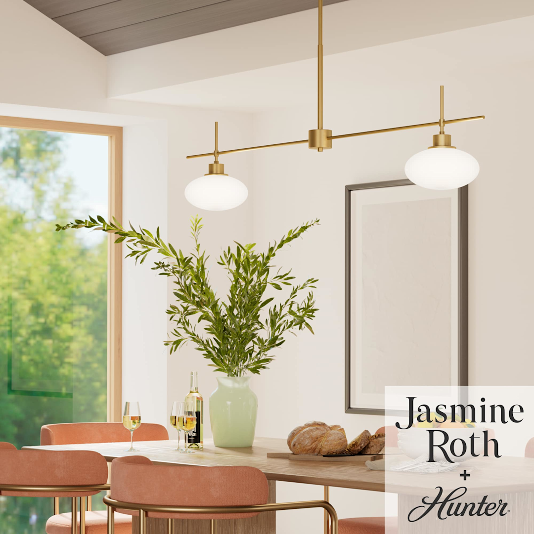 Hunter Getty Jasmine Roth 2 Light Large 52 Inch Linear Chandelier