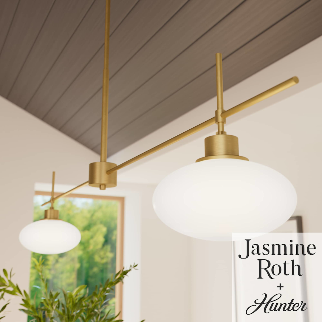 Hunter Getty Jasmine Roth 2 Light Large 52 Inch Linear Chandelier
