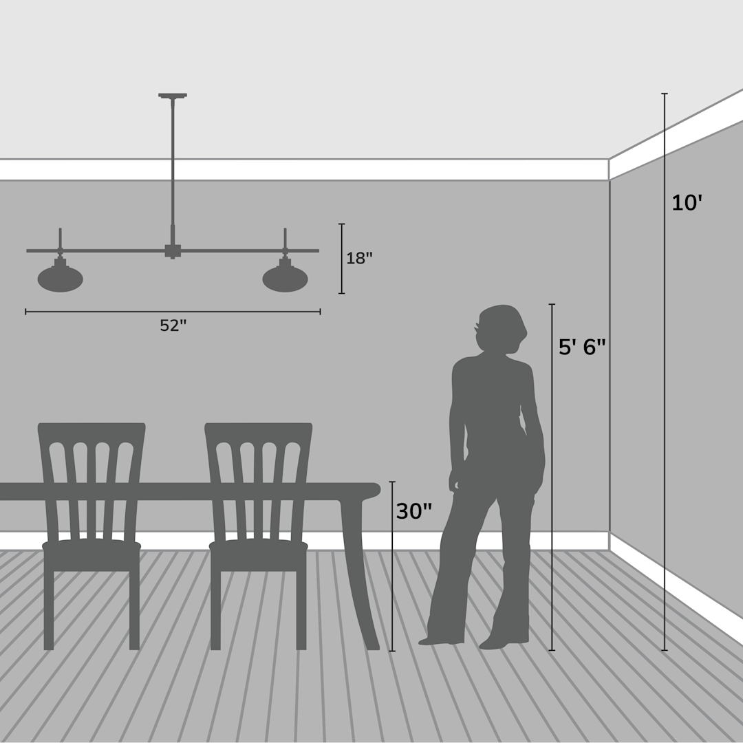 Hunter Getty Jasmine Roth 2 Light Large 52 Inch Linear Chandelier