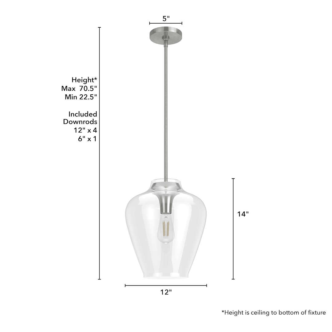 Hunter Vidria 1 Light 12 Inch Pendant