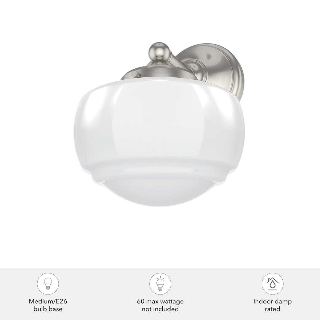 Hunter Saddle Creek Shiny Cased White Glass 1 Light Sconce