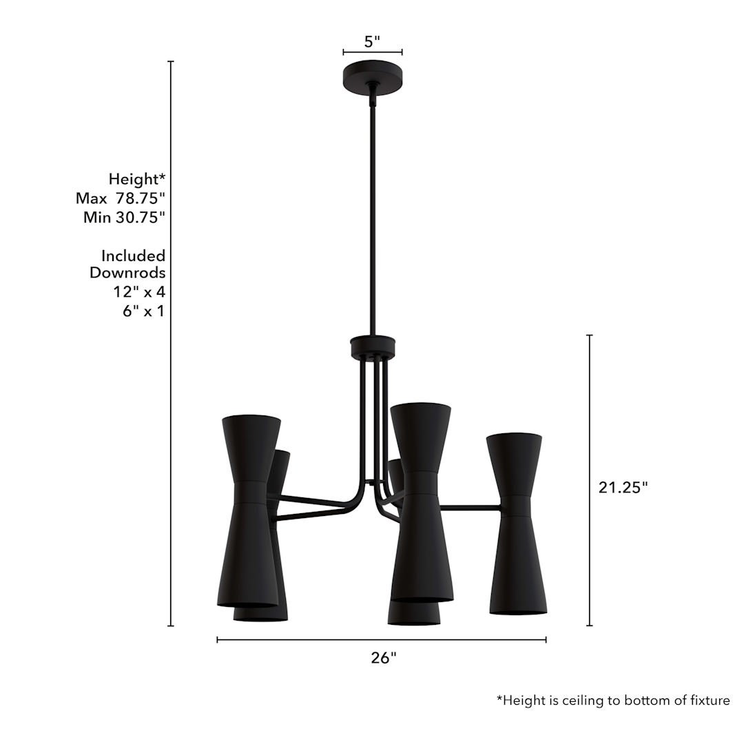 Hunter Zola Up and Down 10 Light 26 Inch Chandelier