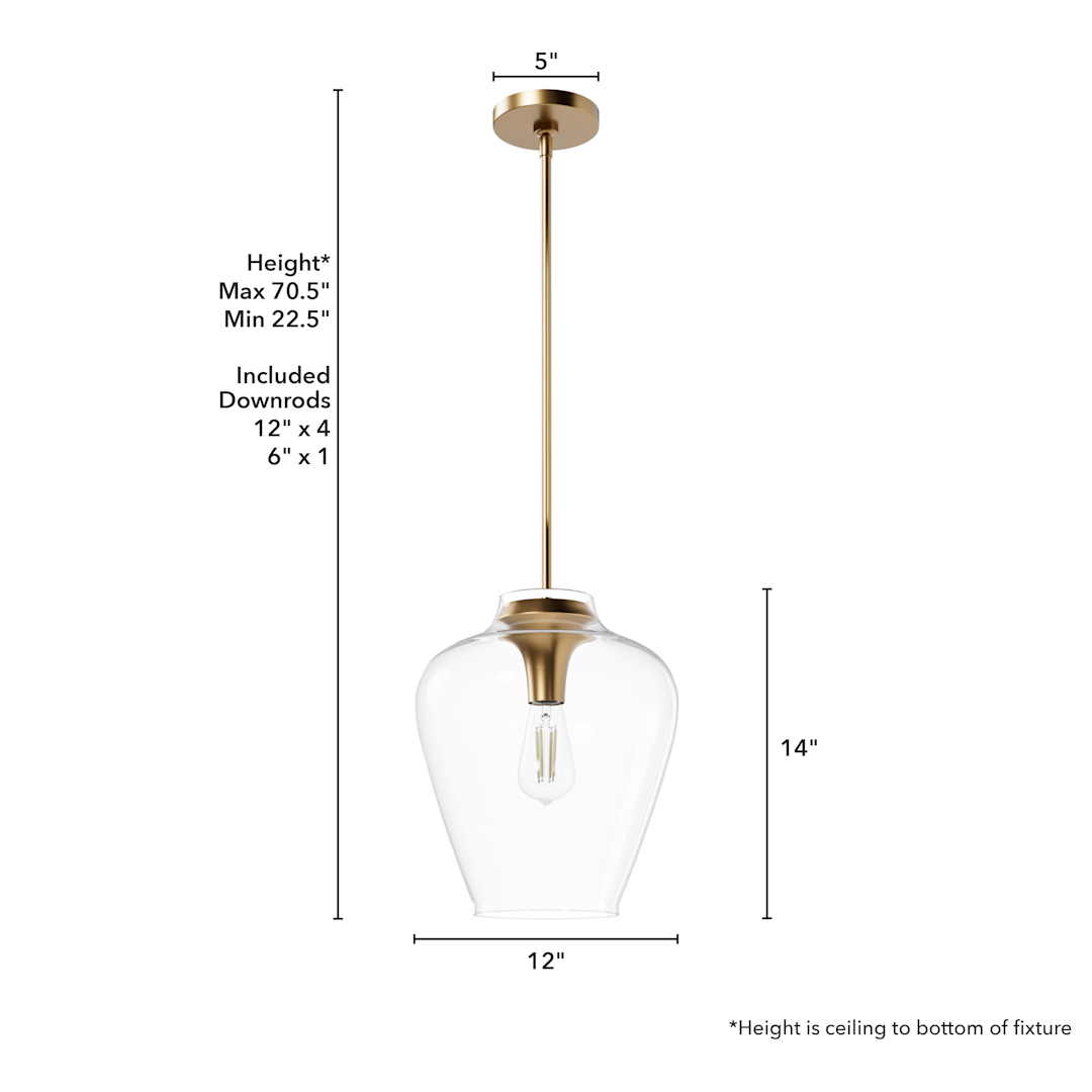 Hunter Vidria 1 Light 12 Inch Pendant
