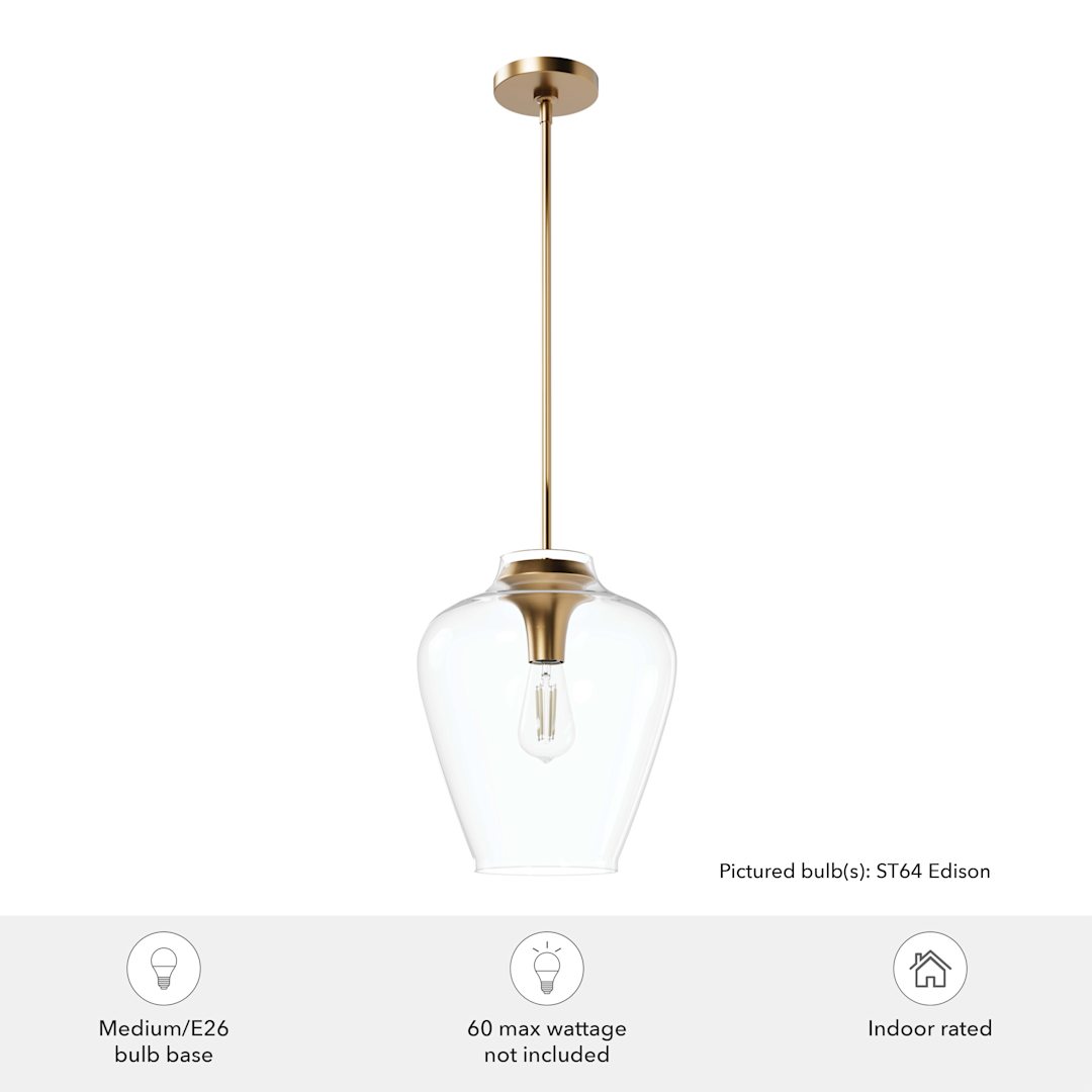 Hunter Vidria 1 Light 12 Inch Pendant