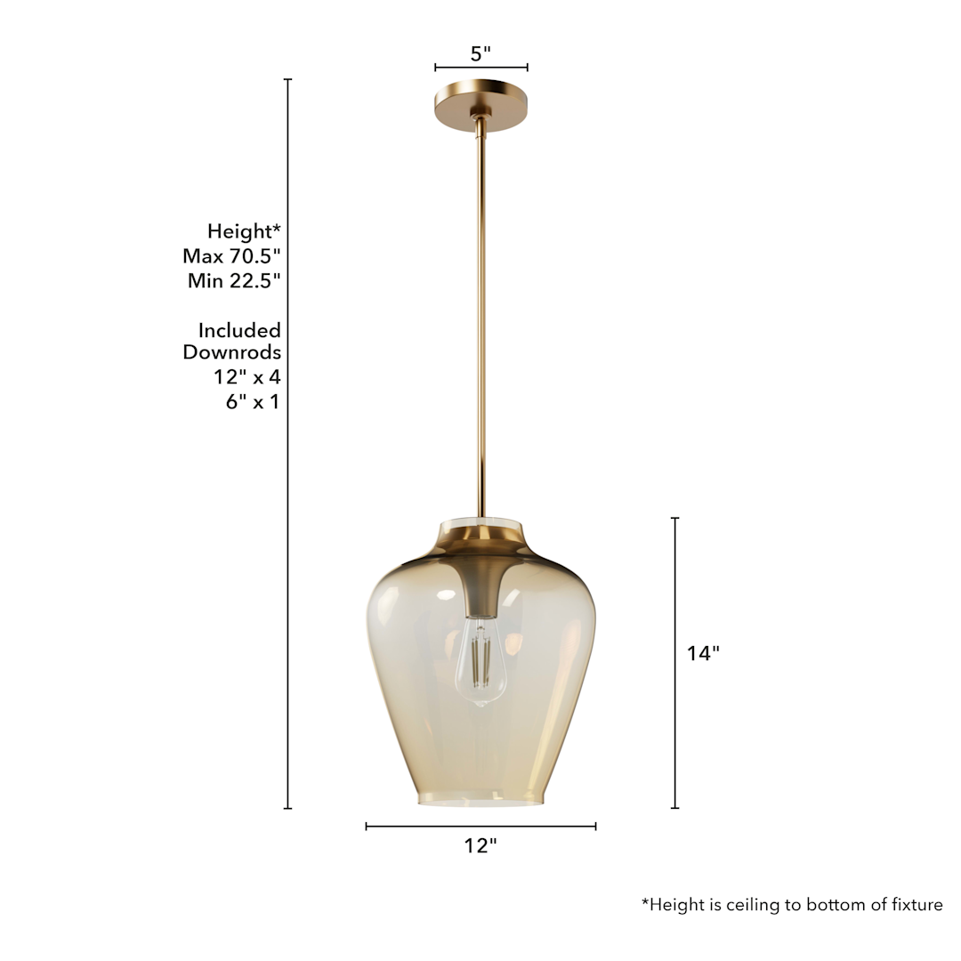 Hunter Vidria 1 Light 12 Inch Pendant