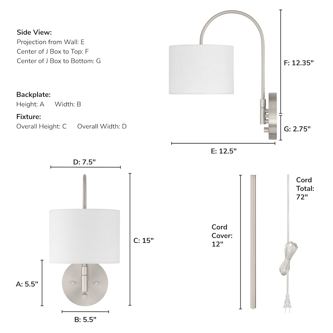 Hunter Horizon 1 Light Large 8 Inch Pin up Sconce