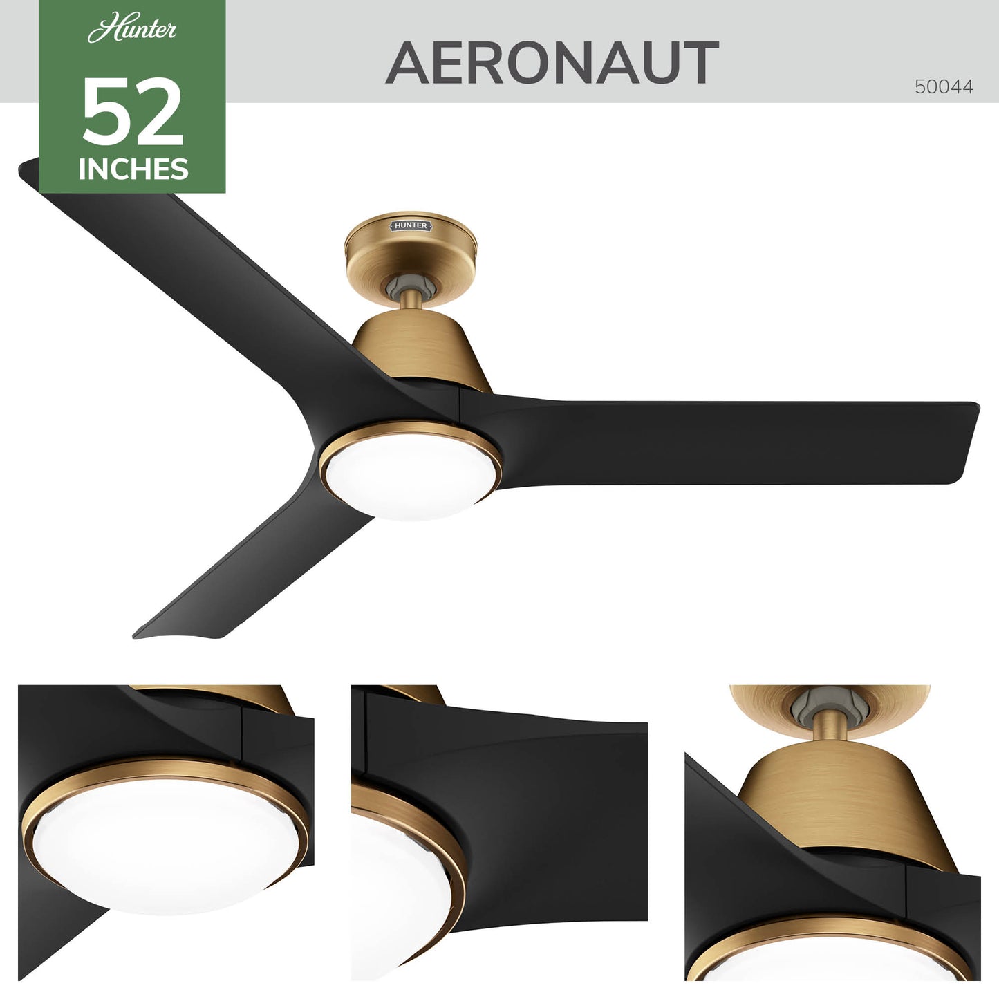 Aeronaut Outdoor Smart Fan with LED Light 52 inch with Remote DC Motor