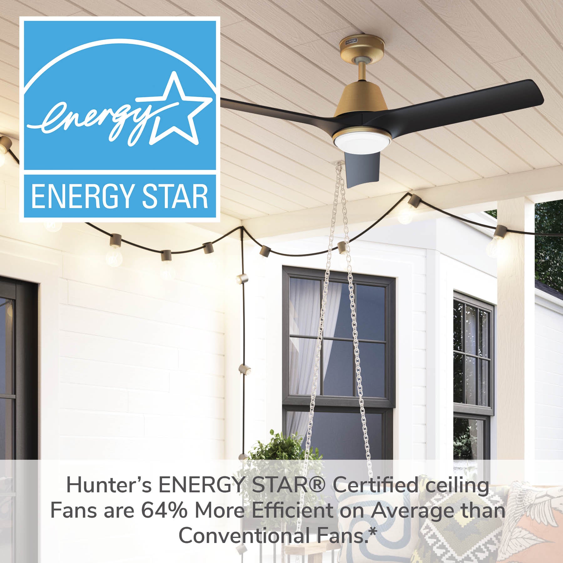 Aeronaut Outdoor Smart Fan with LED Light 52 inch with Remote DC Motor