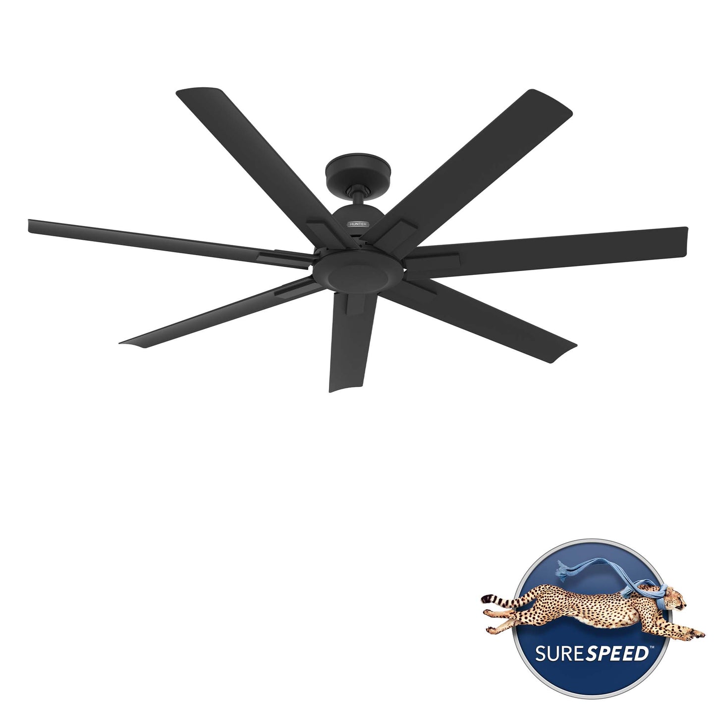 Hunter 60 inch Downtown ENERGY STAR Matte Black Damp Rated Ceiling Fan and Wall Control