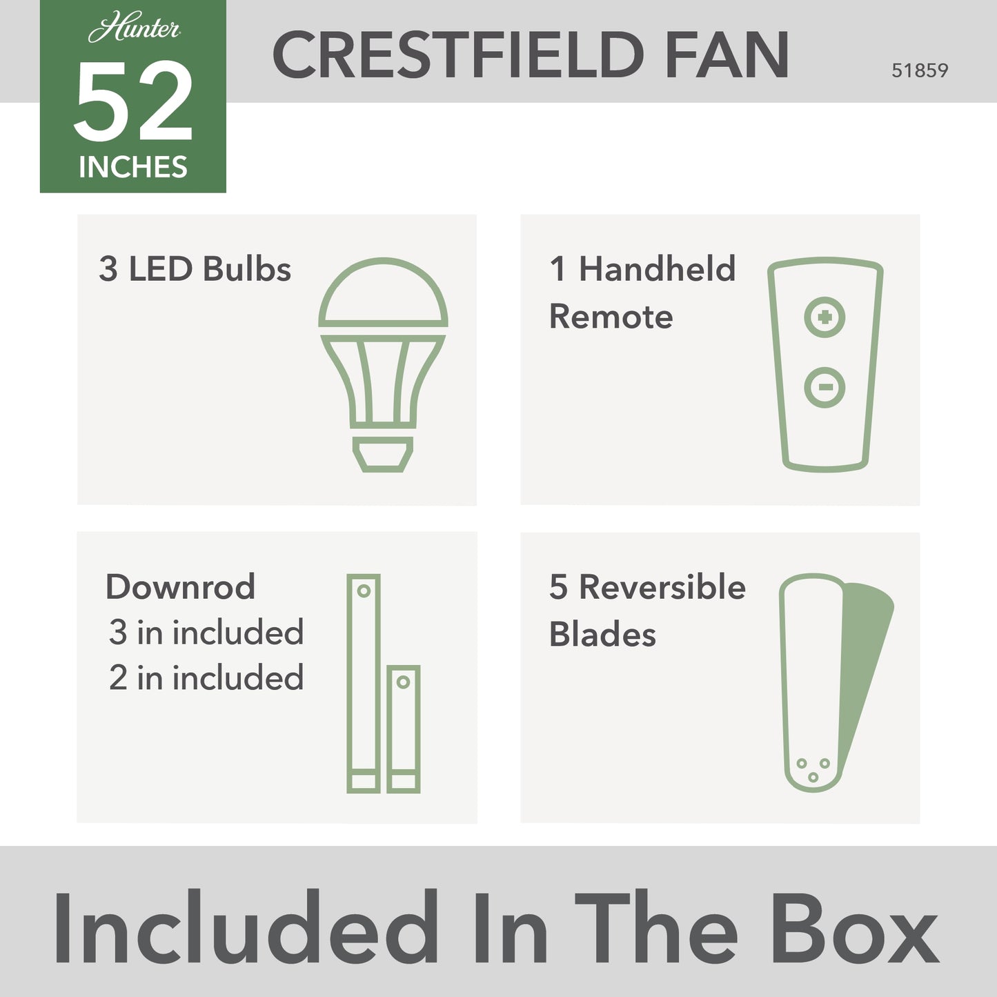 Crestfield with LED Light 52 inch