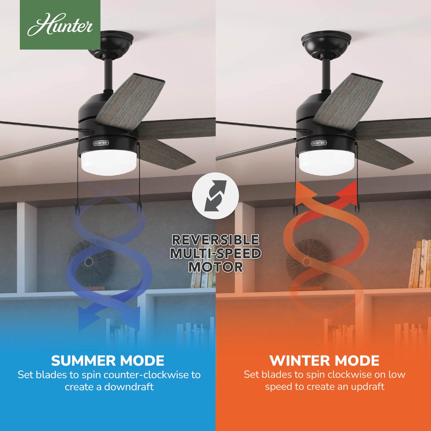 Hunter 52 inch Bardot Matte Black Ceiling Fan with LED Light Kit and Pull Chain