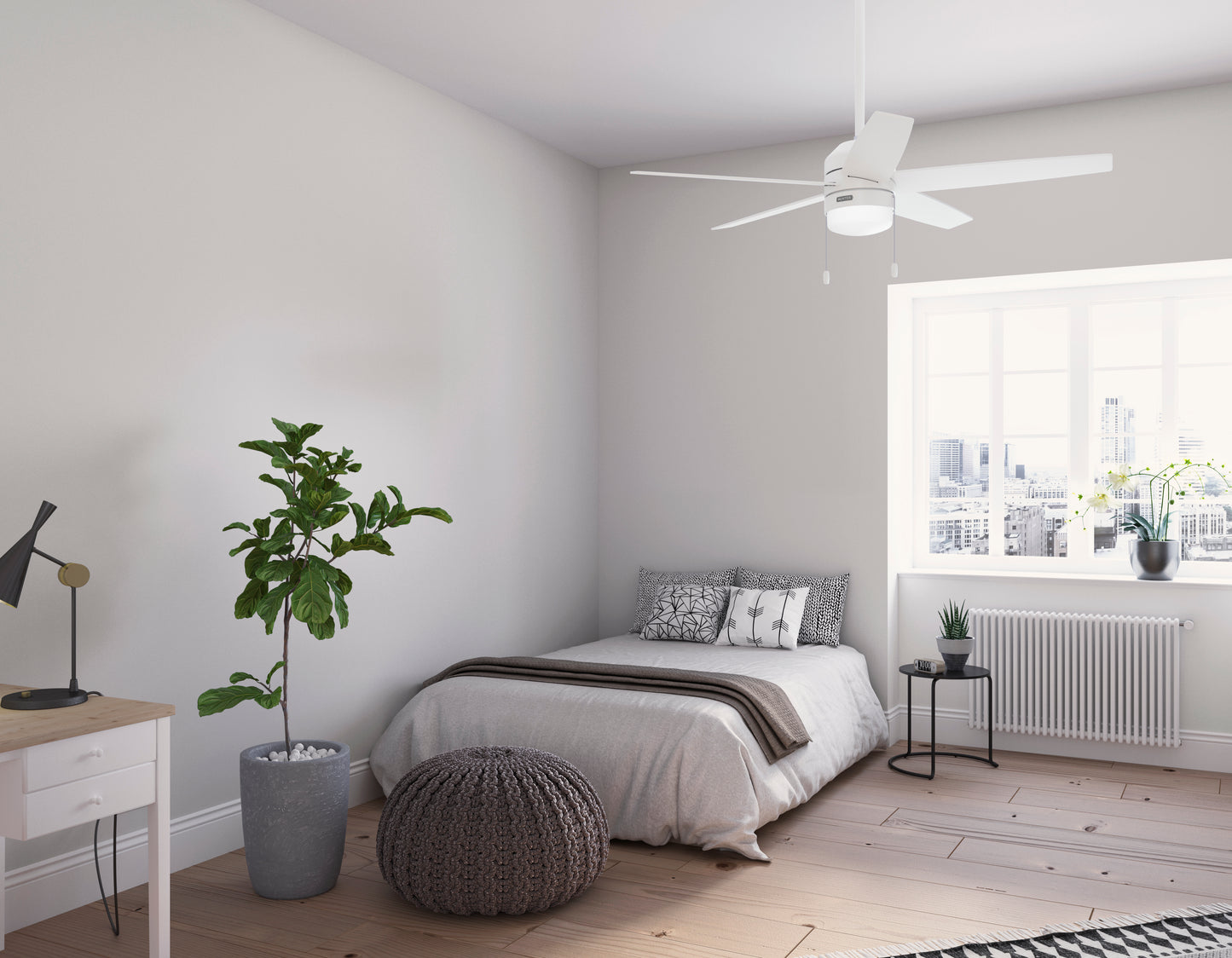 Hunter 52 inch Bardot Matte Black Ceiling Fan with LED Light Kit and Pull Chain
