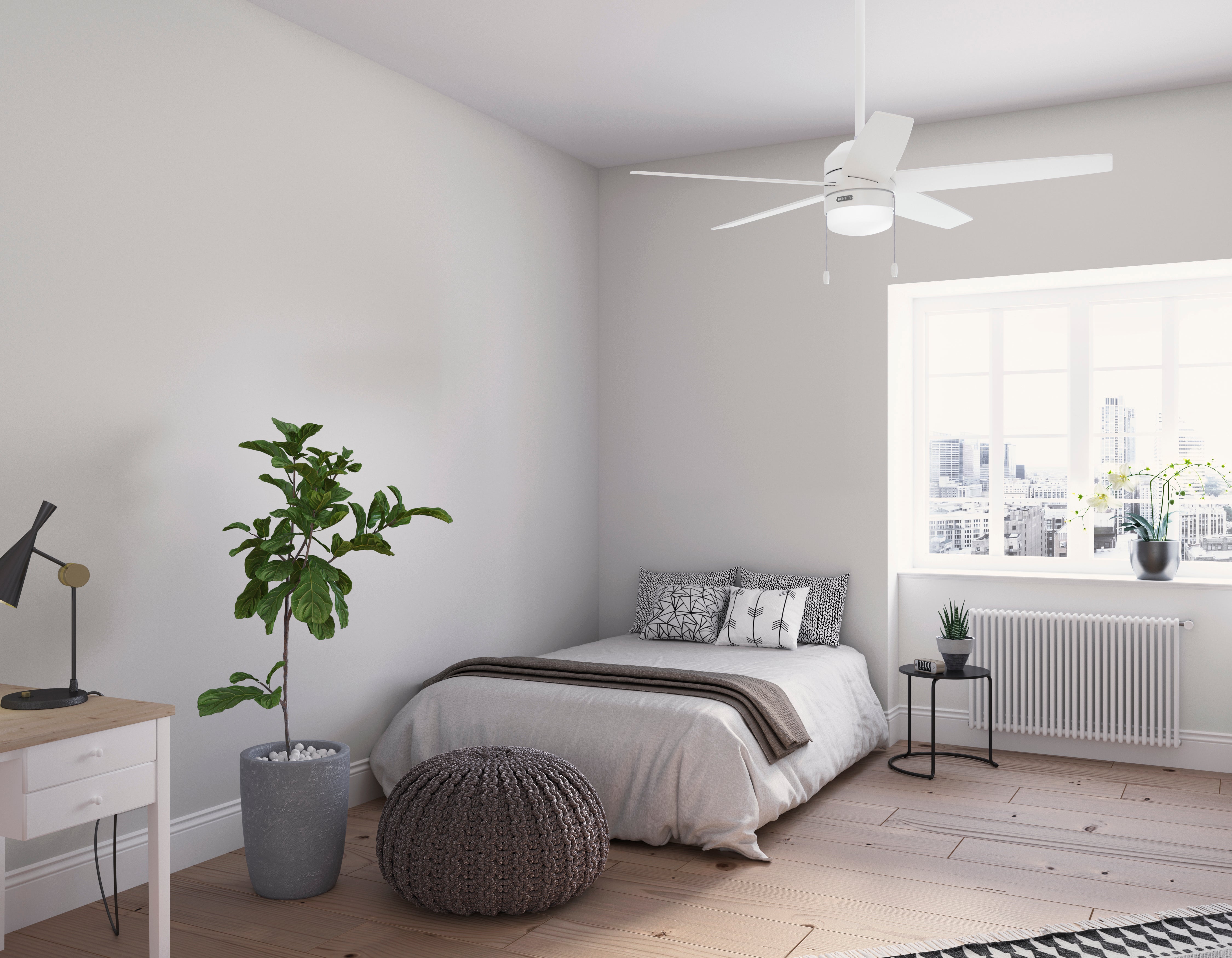 Hunter 52 inch Bardot Matte Black Ceiling Fan with LED Light Kit and Pull Chain