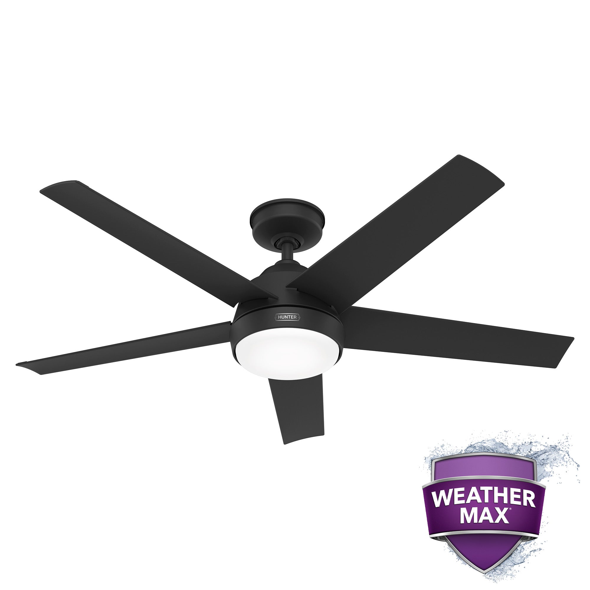 Hunter 52 inch Skyflow Matte Black WeatherMax Indoor / Outdoor Ceiling Fan with LED Light Kit and Wall Control