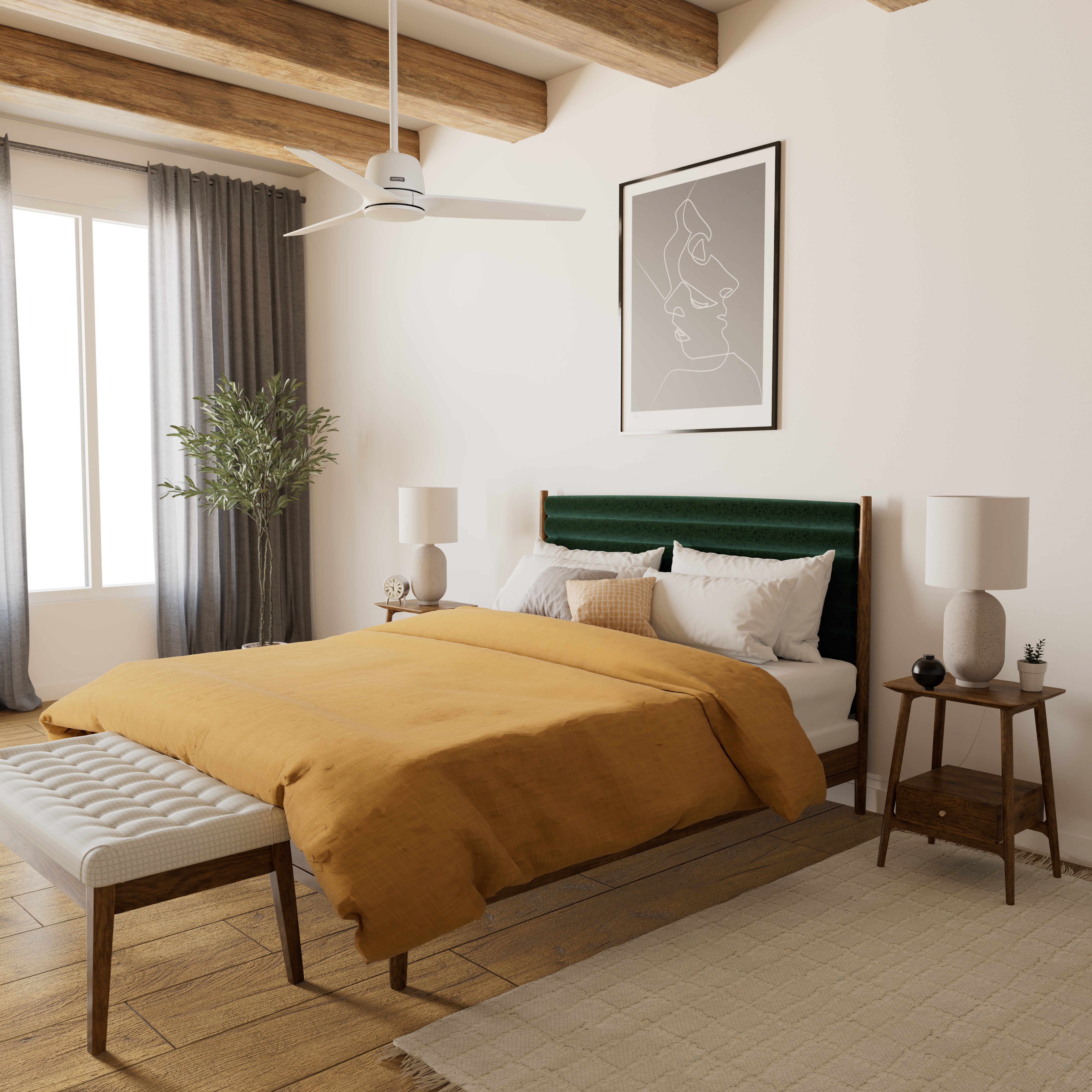 Hunter 52 inch Malden Matte White Ceiling Fan and Handheld Remote