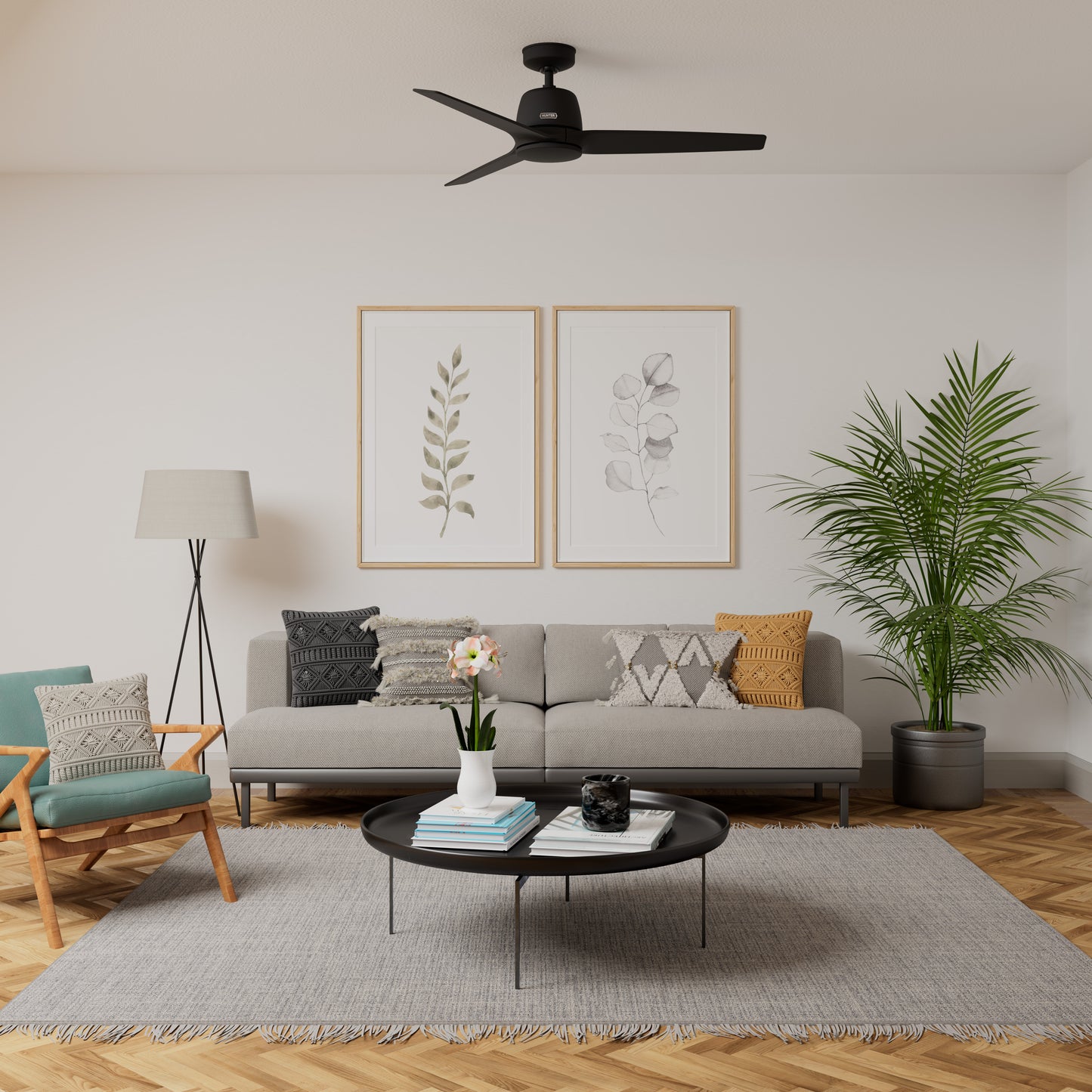 Hunter 52 inch Malden Matte White Ceiling Fan and Handheld Remote