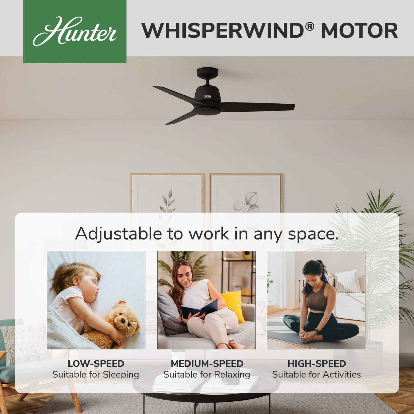 Hunter 52 inch Malden Matte White Ceiling Fan and Handheld Remote