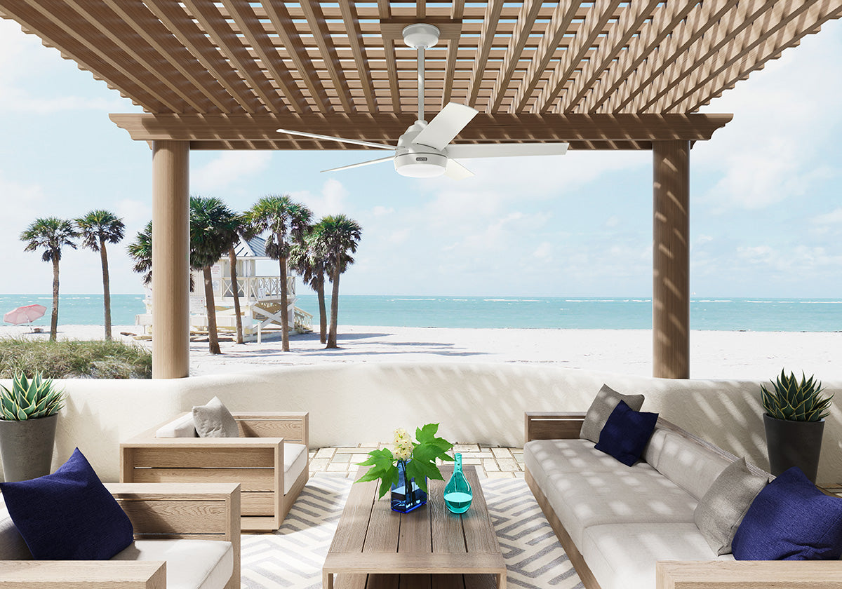 Hunter 52 inch Skyflow Matte Black WeatherMax Indoor / Outdoor Ceiling Fan with LED Light Kit and Wall Control