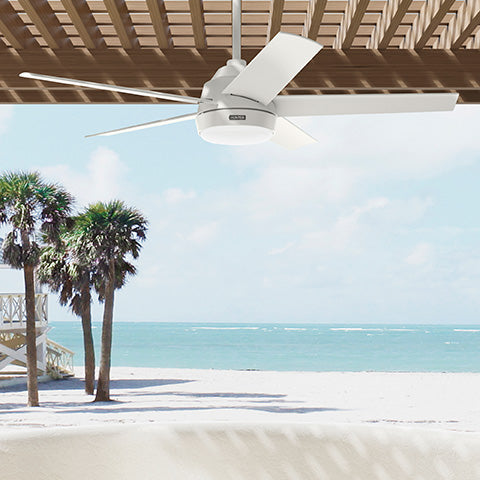 Hunter 52 inch Skyflow Matte Black WeatherMax Indoor / Outdoor Ceiling Fan with LED Light Kit and Wall Control