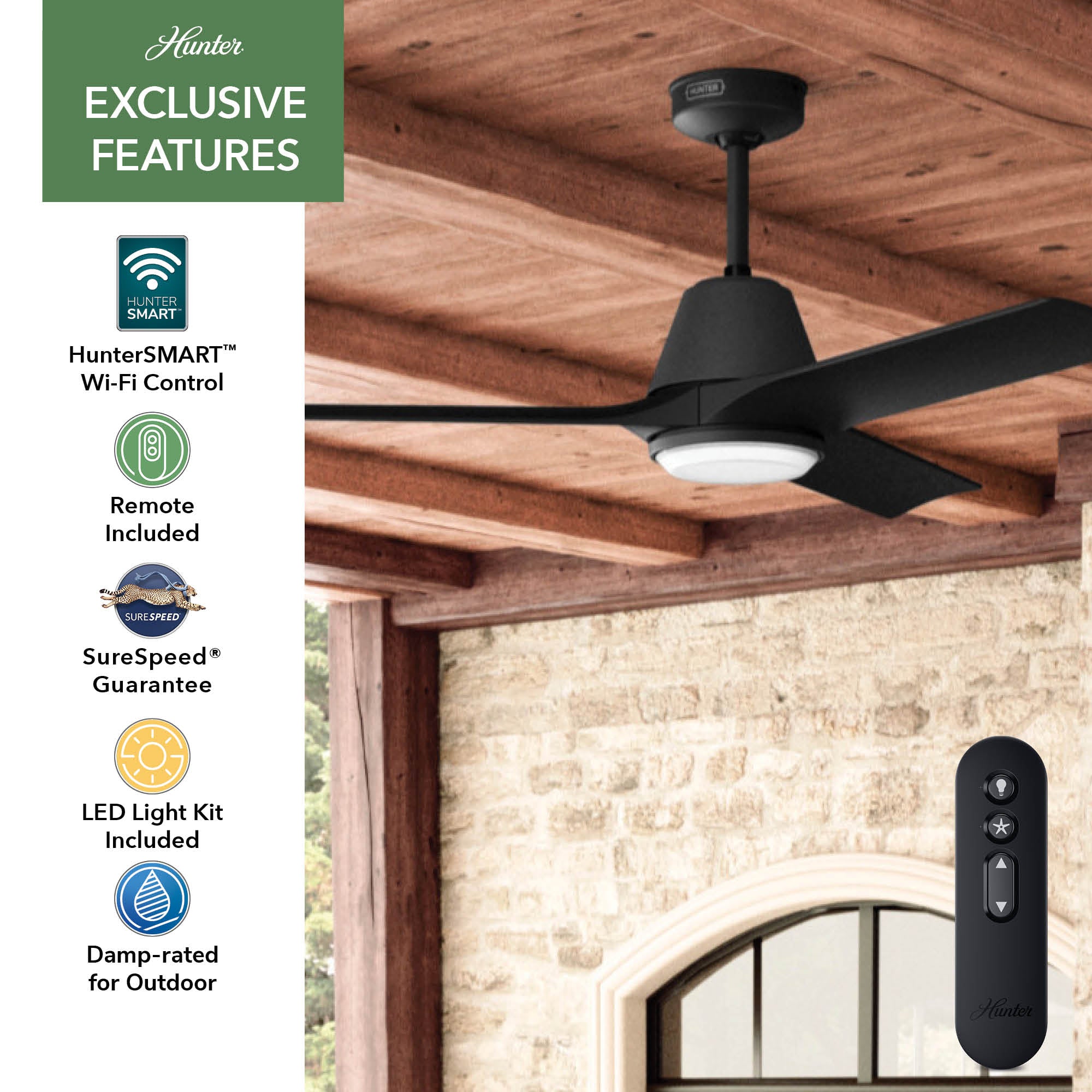 Aeronaut Outdoor Smart Fan with LED Light 52 inch with Remote