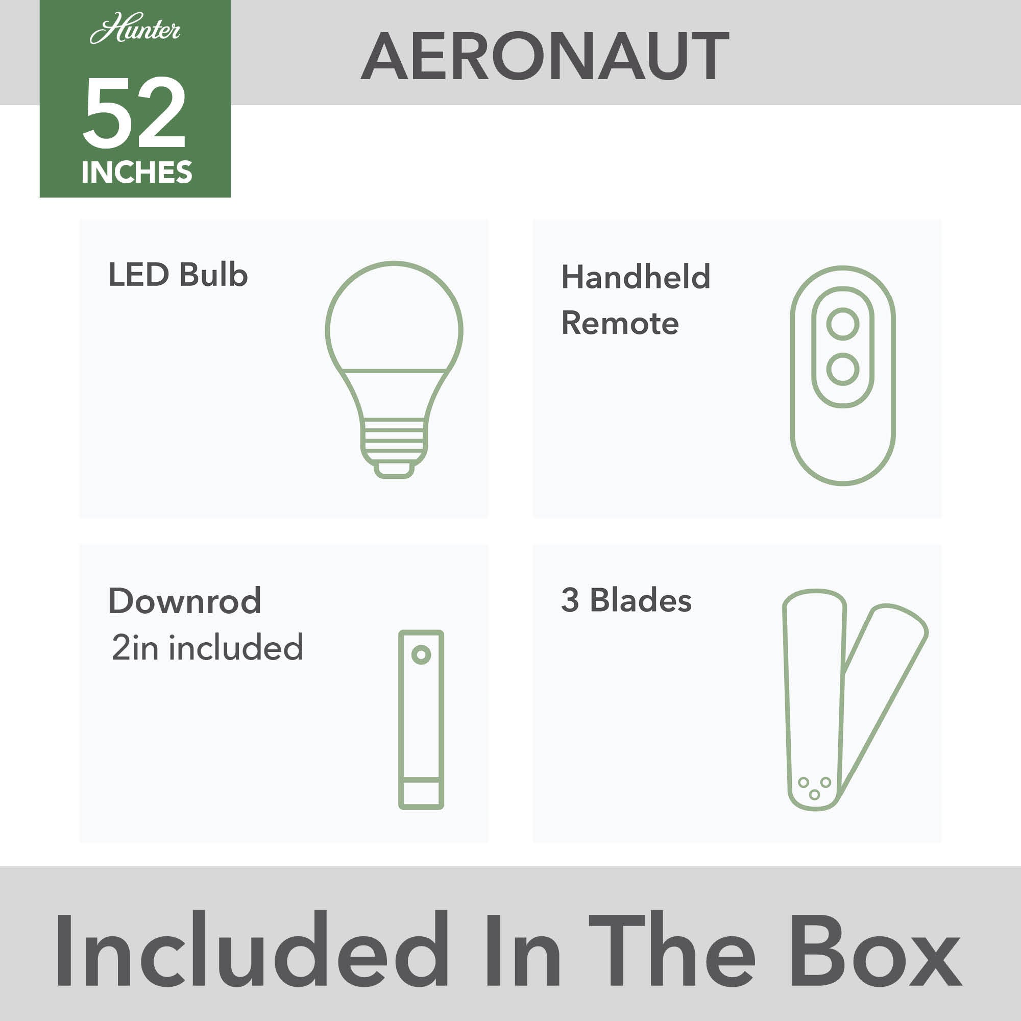 Aeronaut Outdoor Smart Fan with LED Light 52 inch with Remote