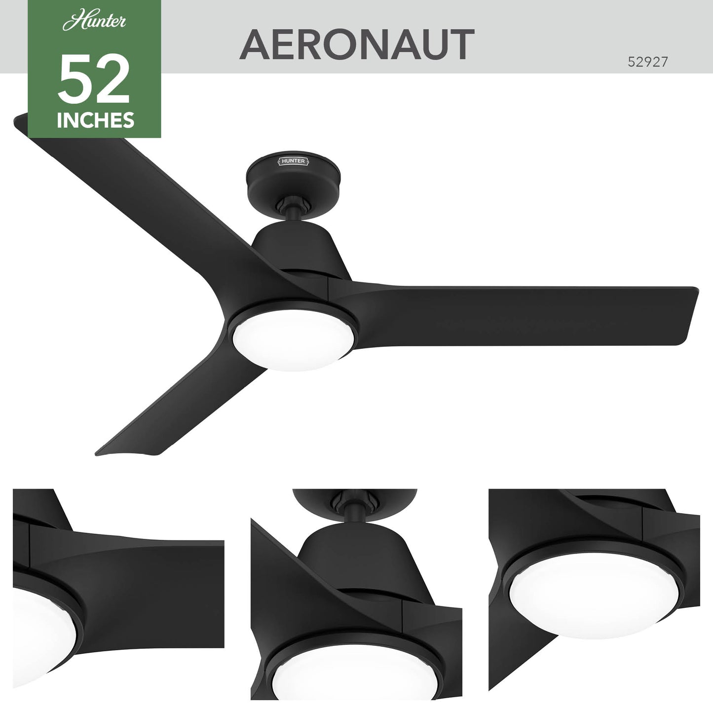 Aeronaut Outdoor Smart Fan with LED Light 52 inch with Remote