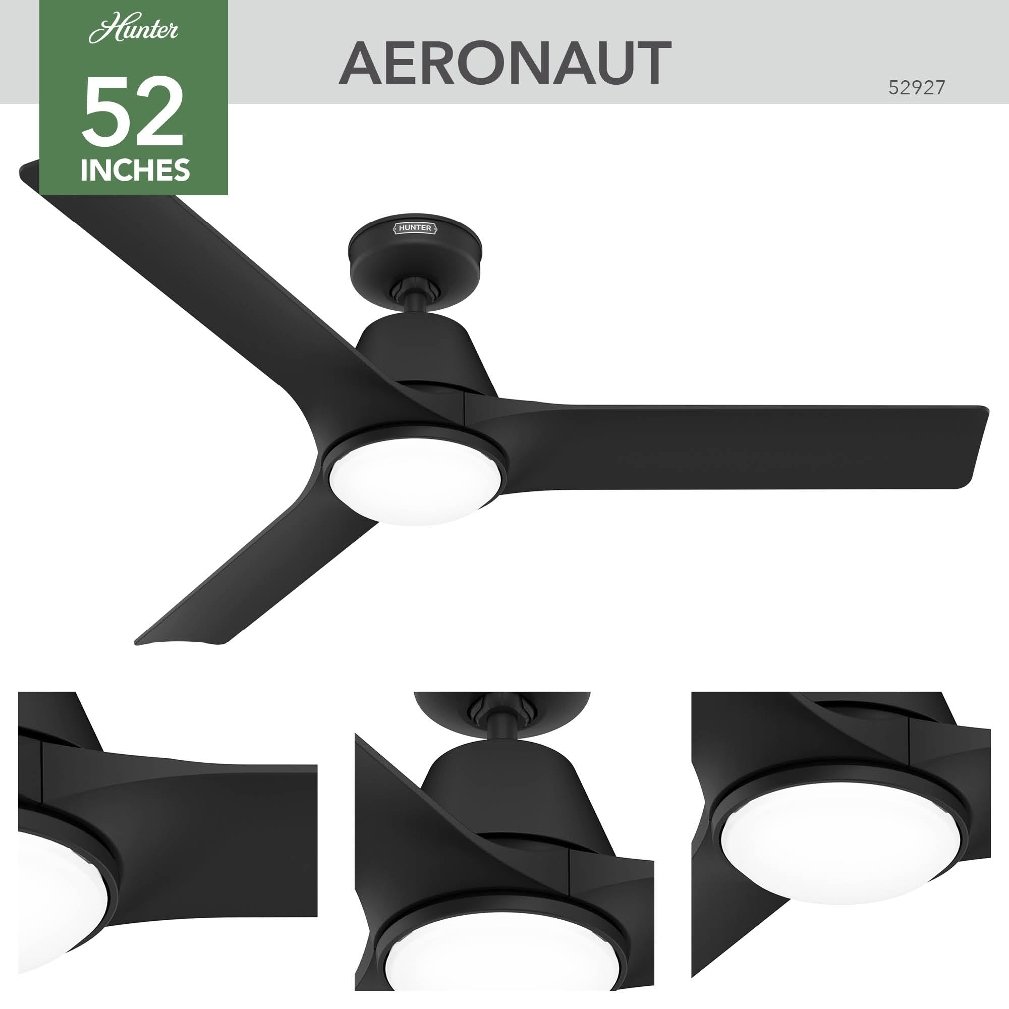 Aeronaut Outdoor Smart Fan with LED Light 52 inch with Remote