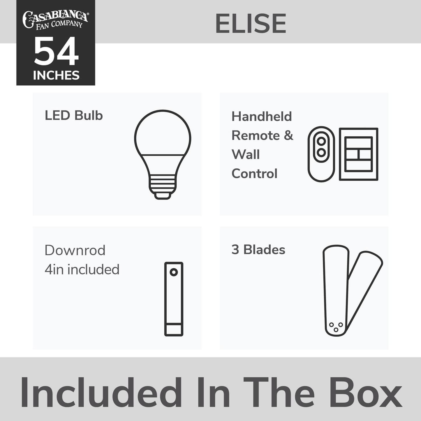 Elise Outdoor ENERGY STAR DC with LED Light 54 inch with remote and wall control