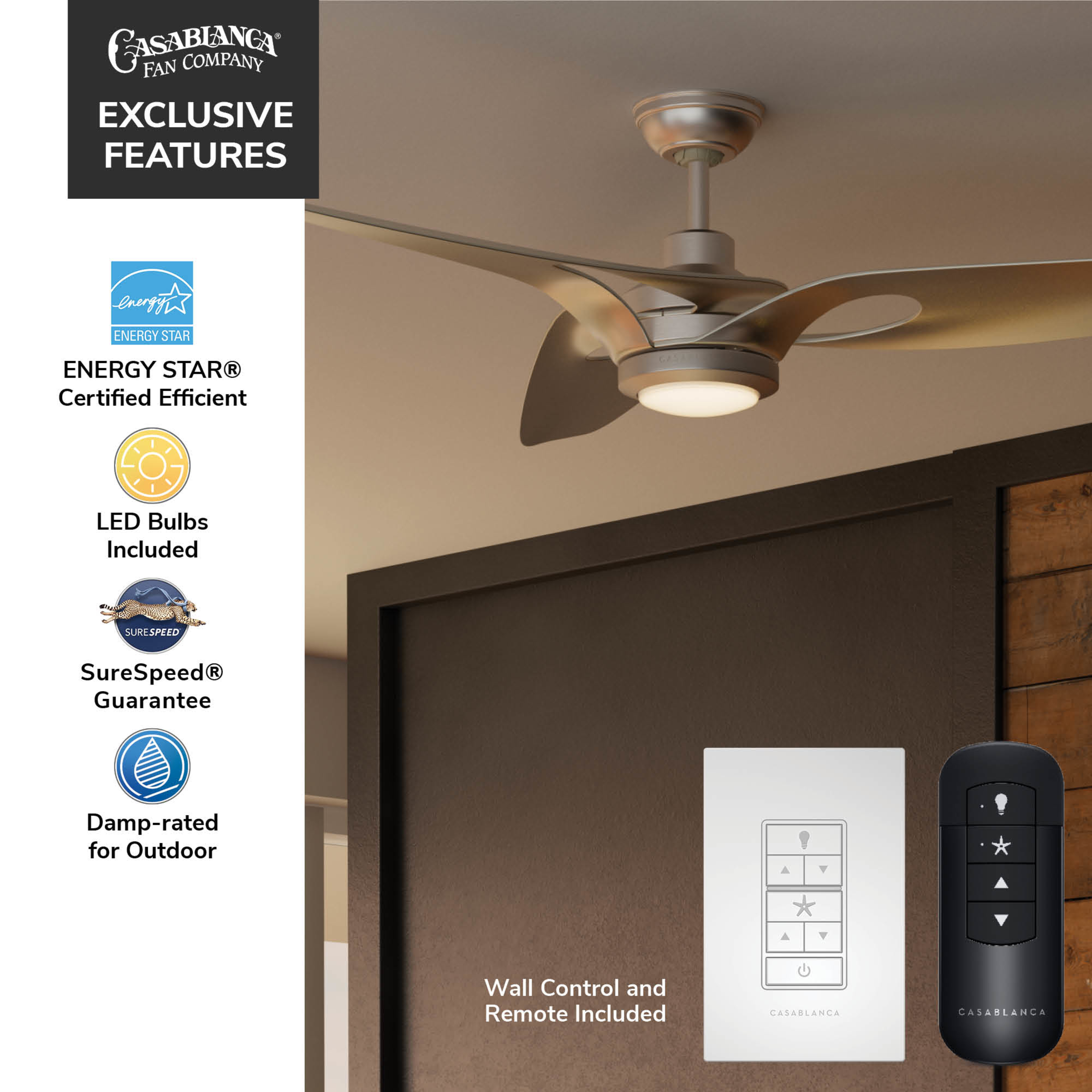 Inez Outdoor ENERGY STAR DC with LED Light 60 inch with remote and wall control