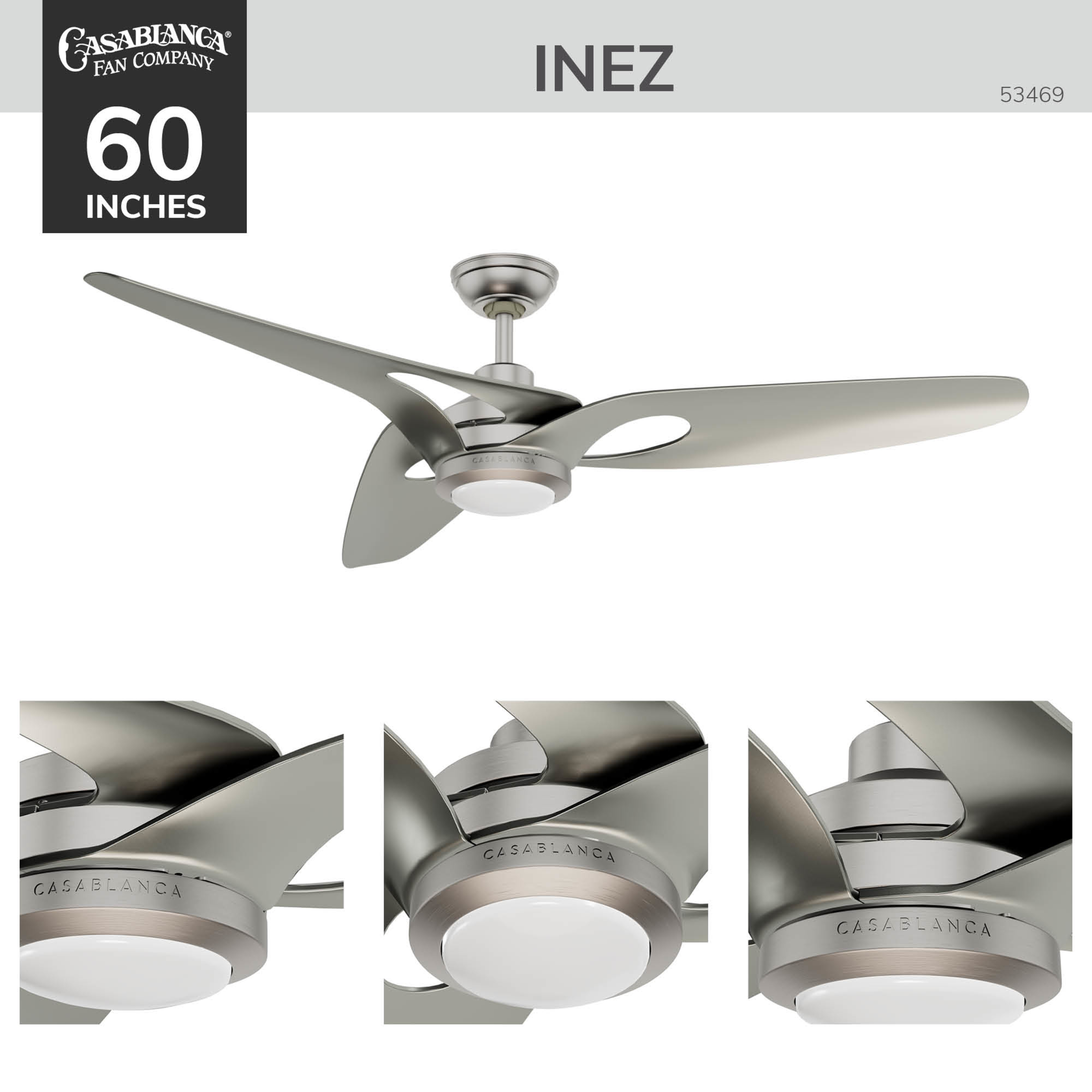 Inez Outdoor ENERGY STAR DC with LED Light 60 inch with remote and wall control