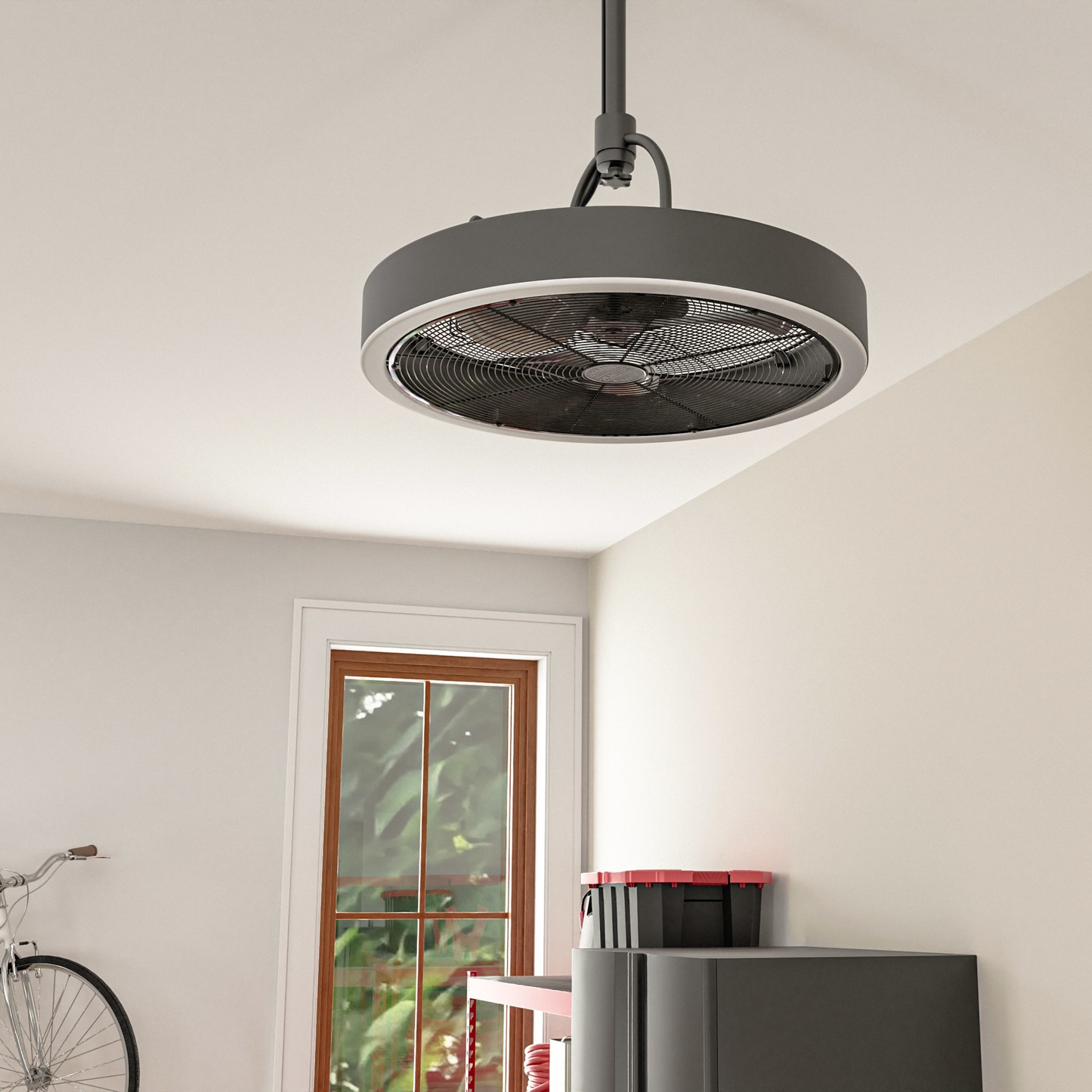 DualMount Garage Fan Heavy Duty with LED Light 6 Speed High Velocity