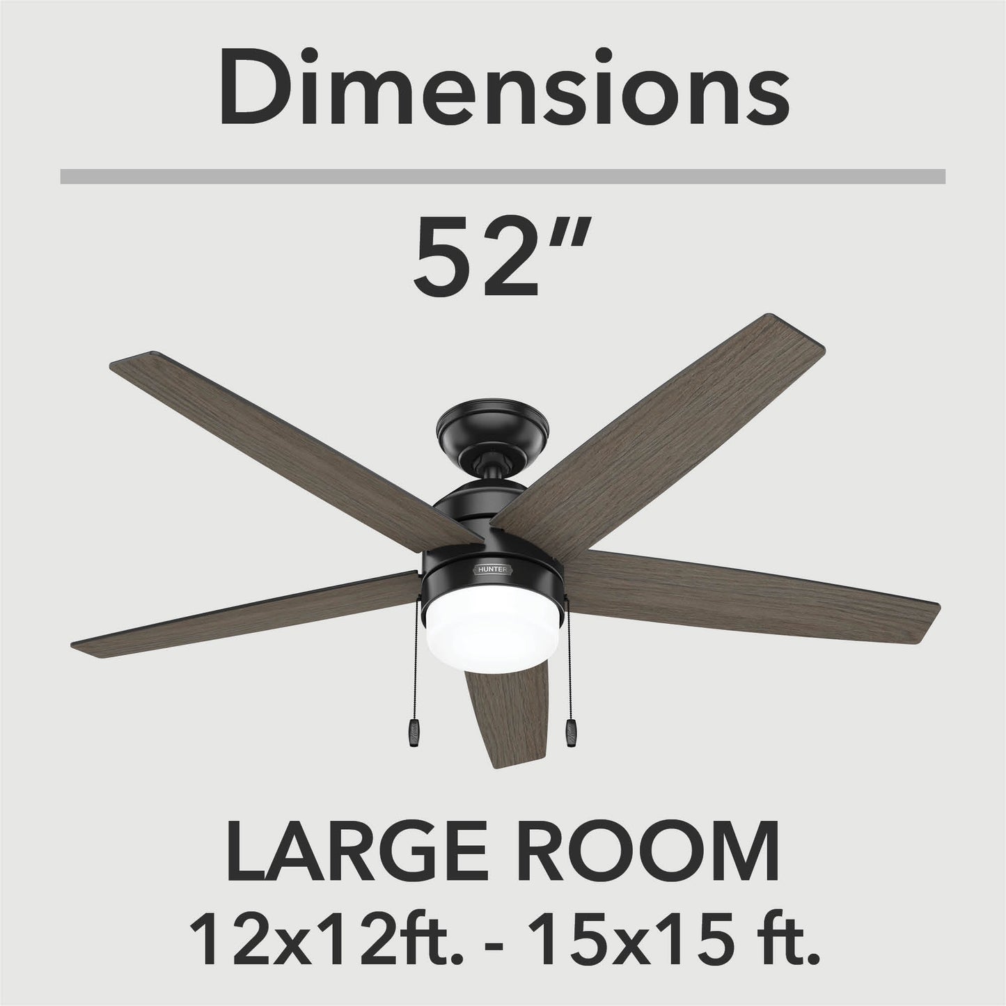 Hunter 52 inch Bardot Matte Black Ceiling Fan with LED Light Kit and Pull Chain