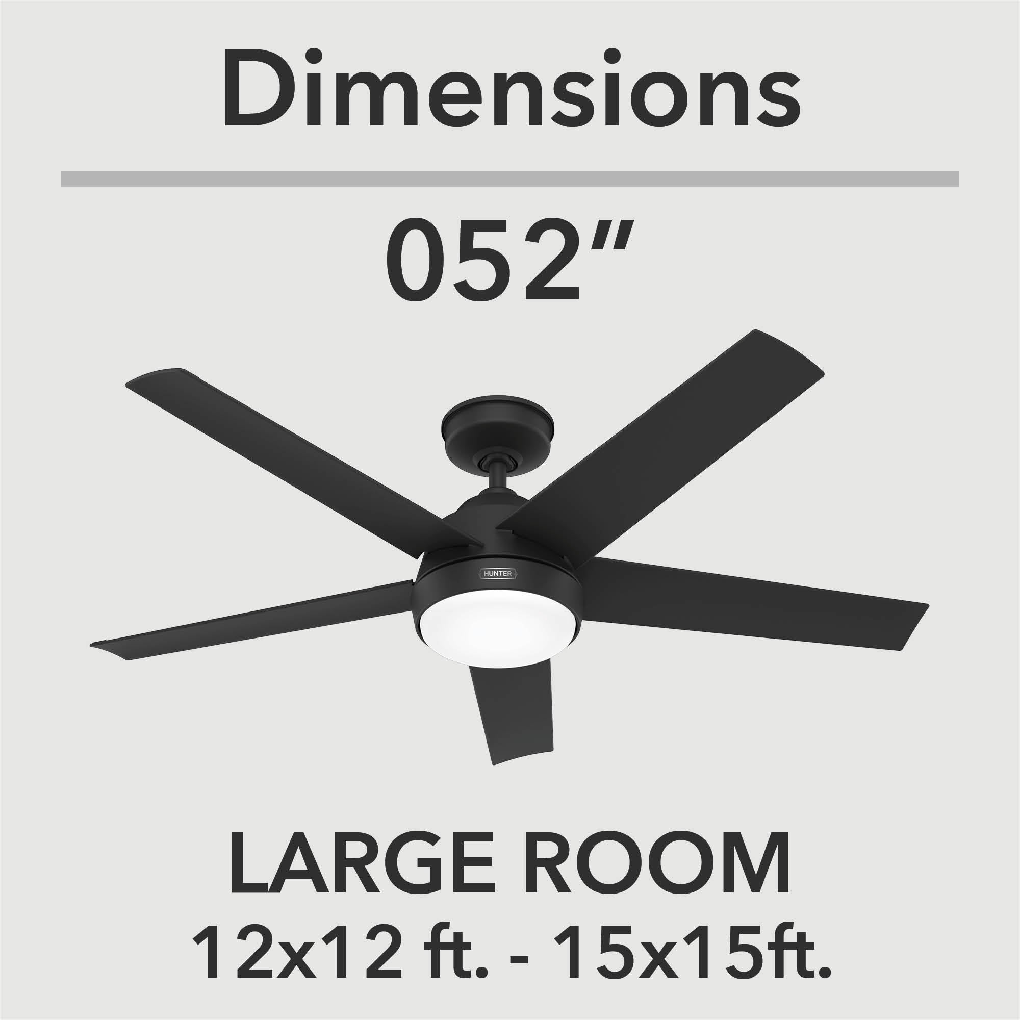 Hunter 52 inch Skyflow Matte Black WeatherMax Indoor / Outdoor Ceiling Fan with LED Light Kit and Wall Control