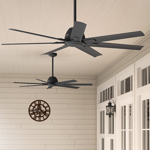 Hunter 60 inch Downtown ENERGY STAR Matte Black Damp Rated Ceiling Fan and Wall Control