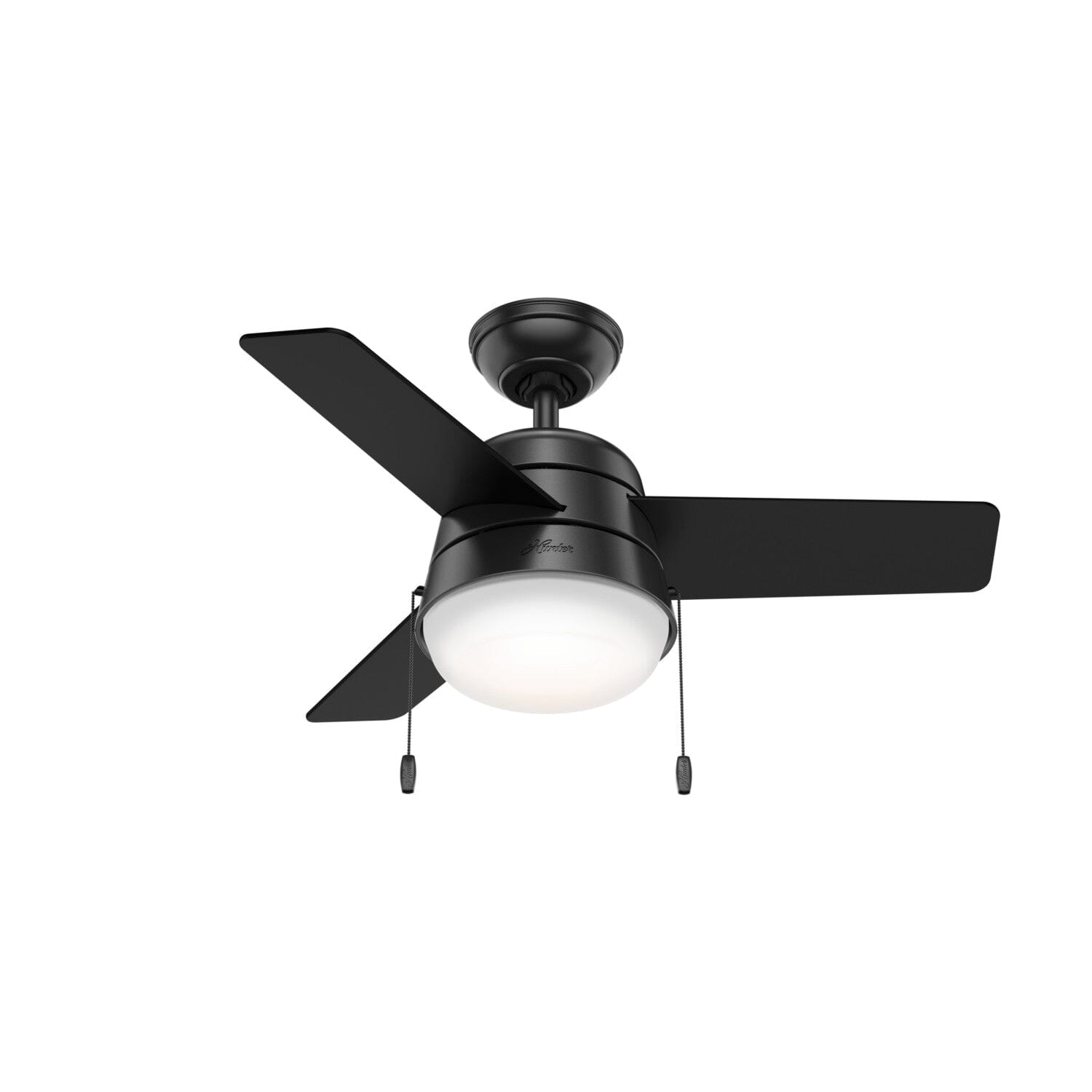 Aker with LED Light 36 inch Ceiling Fans Hunter Matte Black - Matte Black