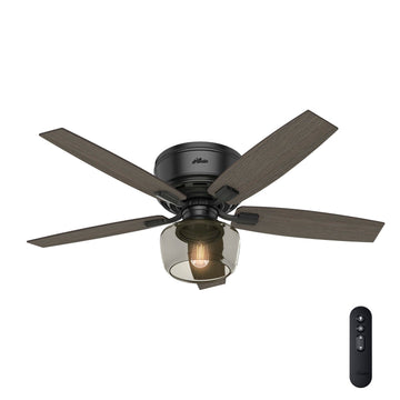 Bennett Low Profile with Light and Remote Control 52 inch Ceiling Fans Hunter Matte Black - Greyed Walnut
