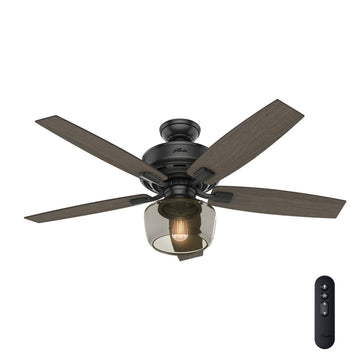 Bennett with Light and Remote Control 52 inch Ceiling Fans Hunter Matte Black - Greyed Walnut