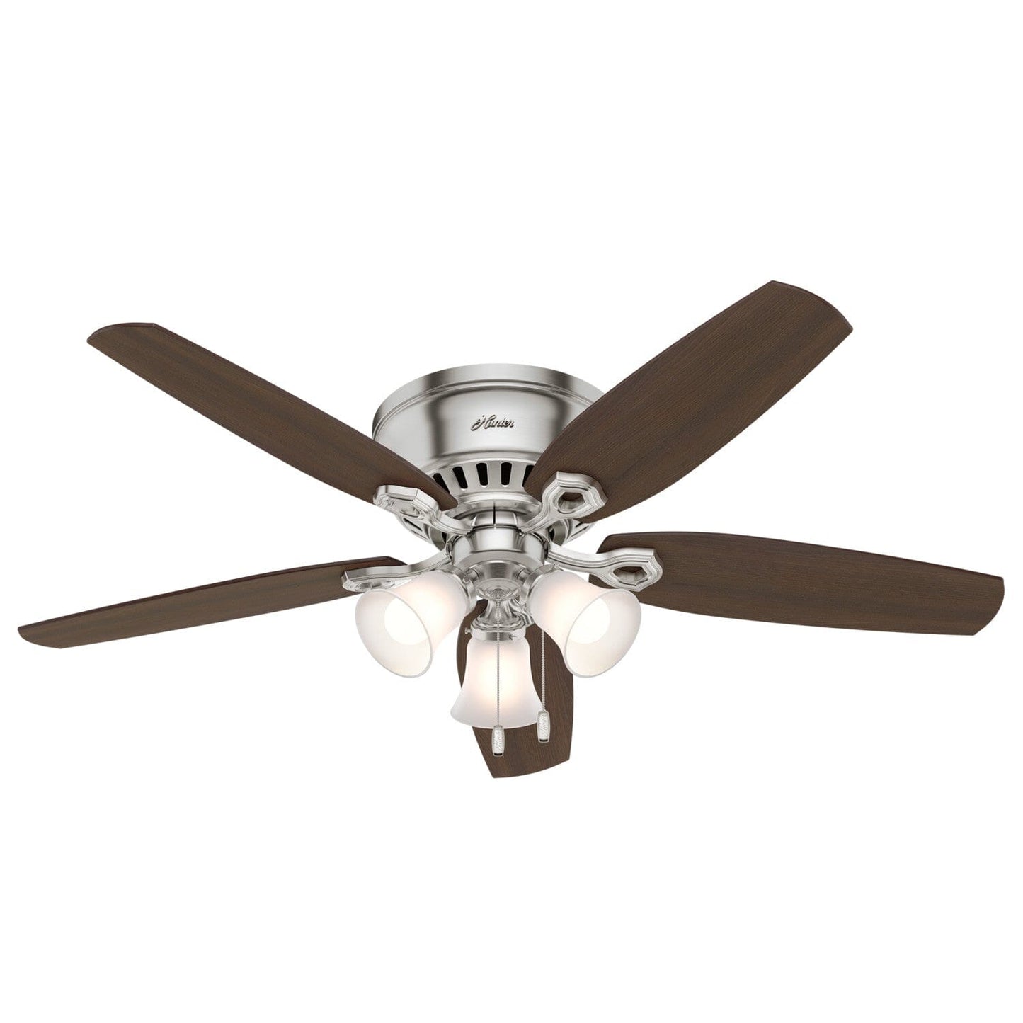 Builder Low Profile with 3 Lights 52 inch Ceiling Fans Hunter Brushed Nickel - Brazilian Cherry